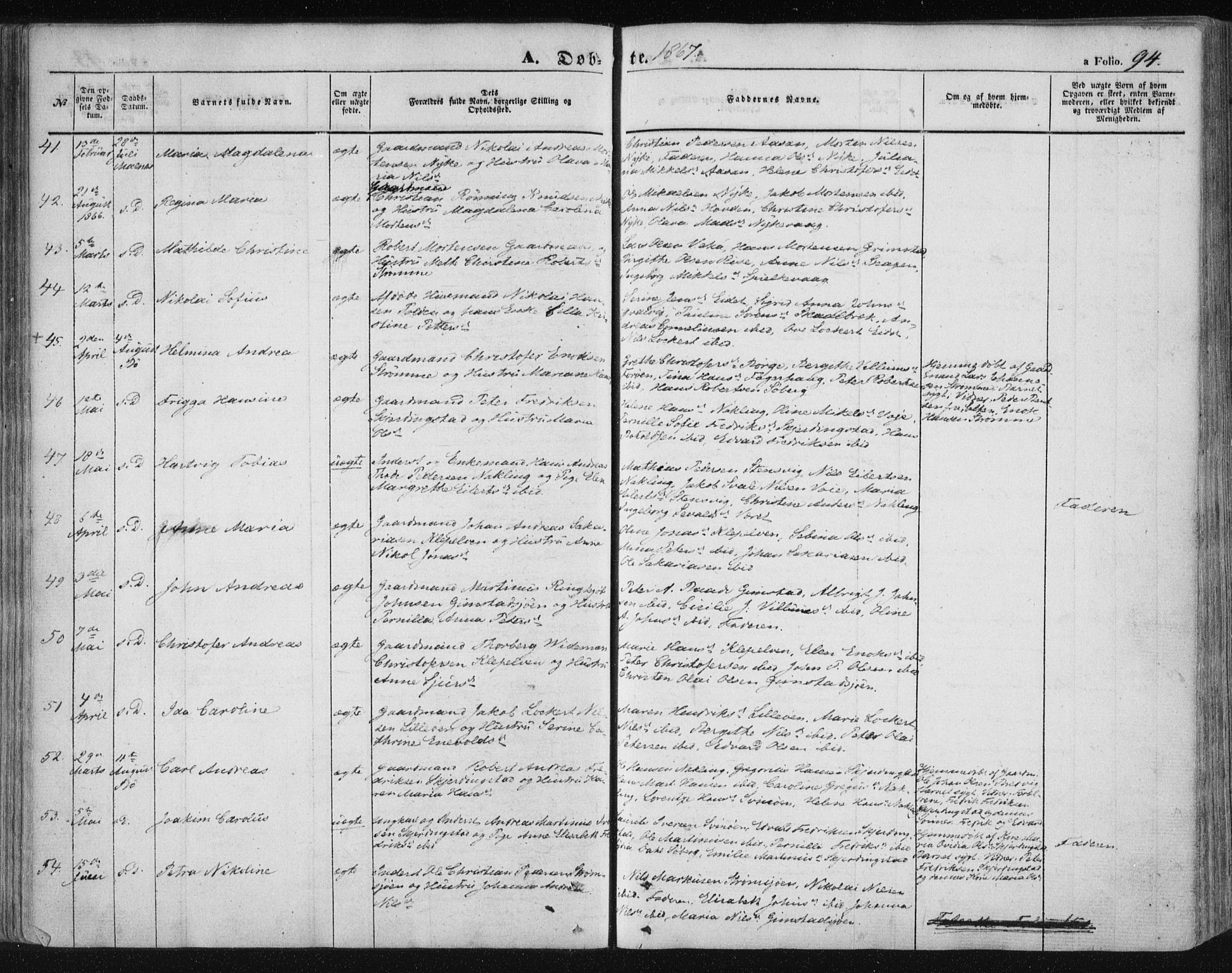 Ministerialprotokoller, klokkerbøker og fødselsregistre - Nordland, AV/SAT-A-1459/891/L1300: Parish register (official) no. 891A05, 1856-1870, p. 94