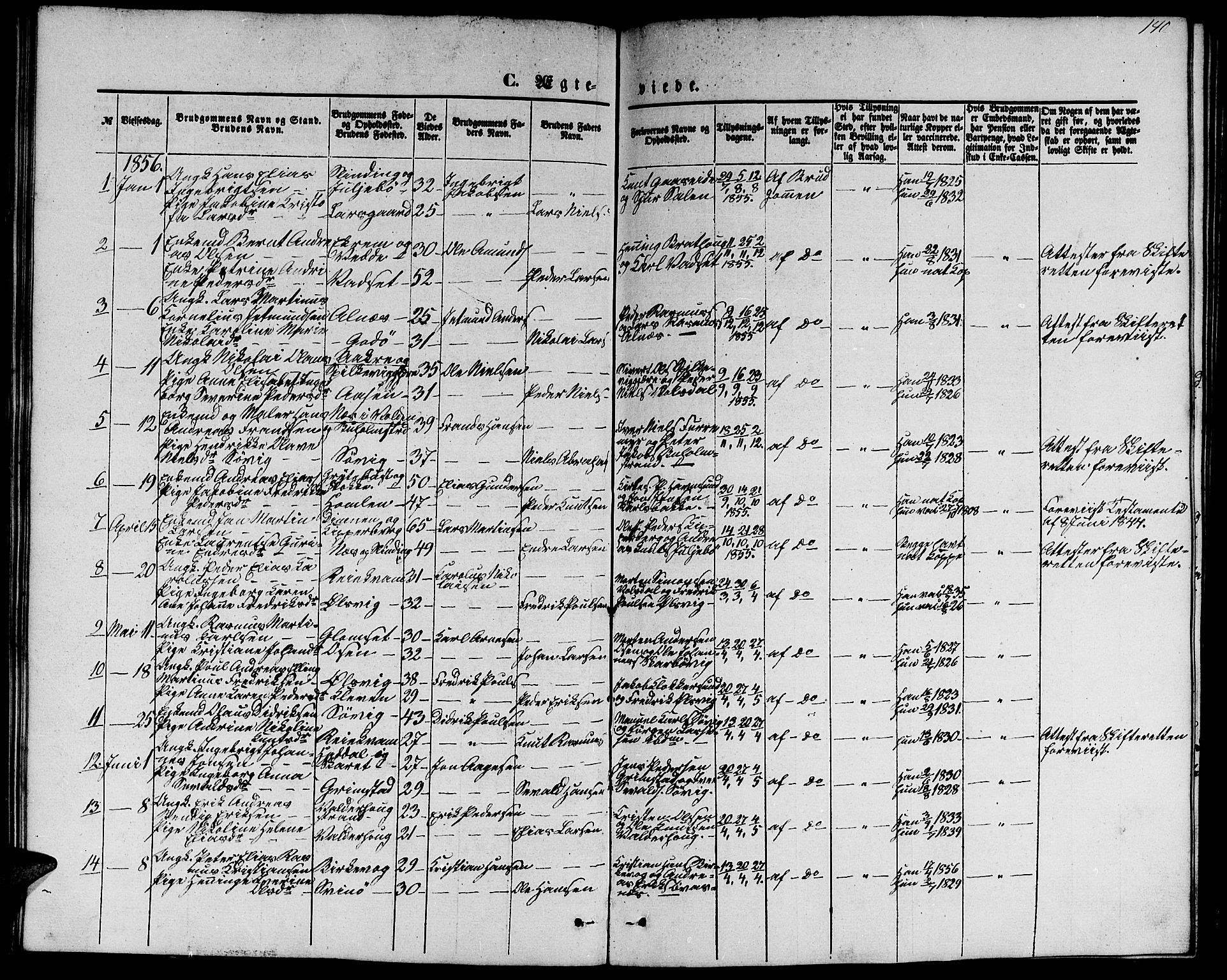 Ministerialprotokoller, klokkerbøker og fødselsregistre - Møre og Romsdal, SAT/A-1454/528/L0427: Parish register (copy) no. 528C08, 1855-1864, p. 140