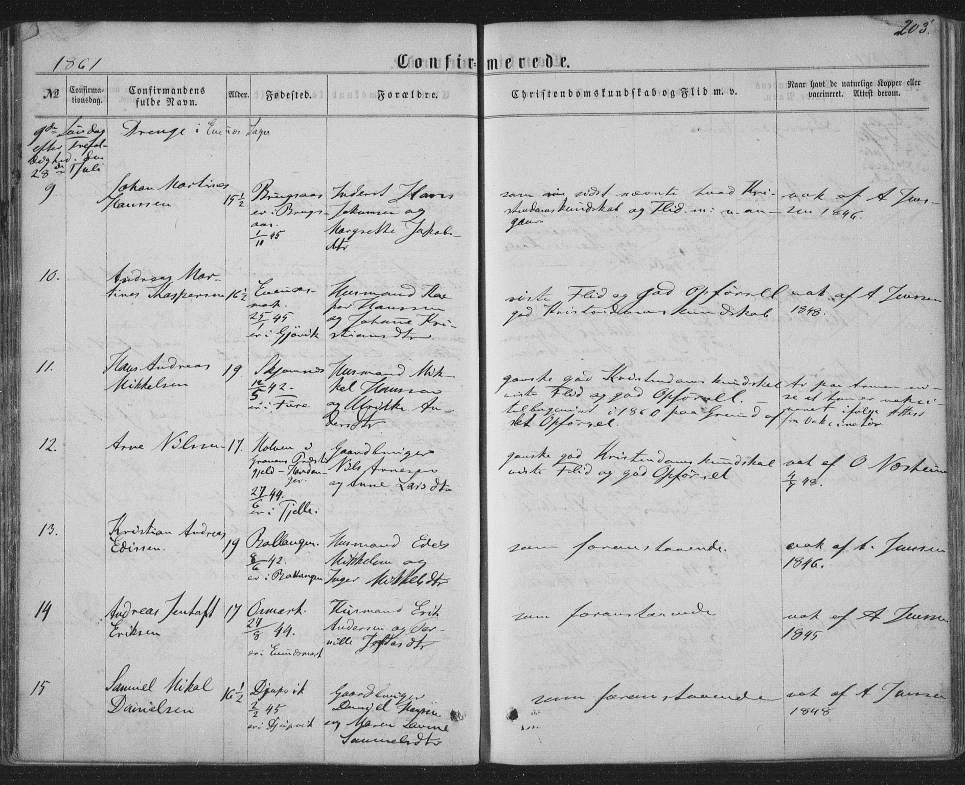 Ministerialprotokoller, klokkerbøker og fødselsregistre - Nordland, AV/SAT-A-1459/863/L0896: Parish register (official) no. 863A08, 1861-1871, p. 203