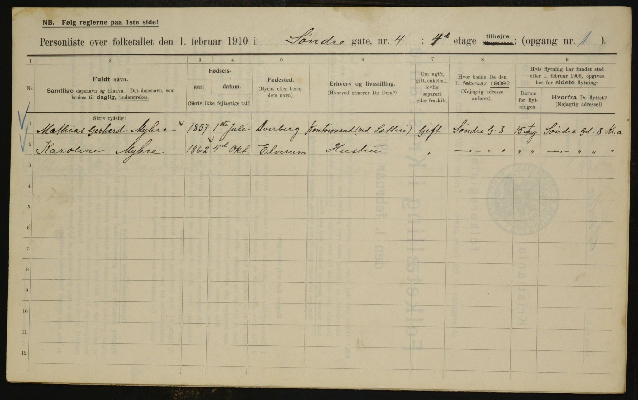 OBA, Municipal Census 1910 for Kristiania, 1910, p. 100973