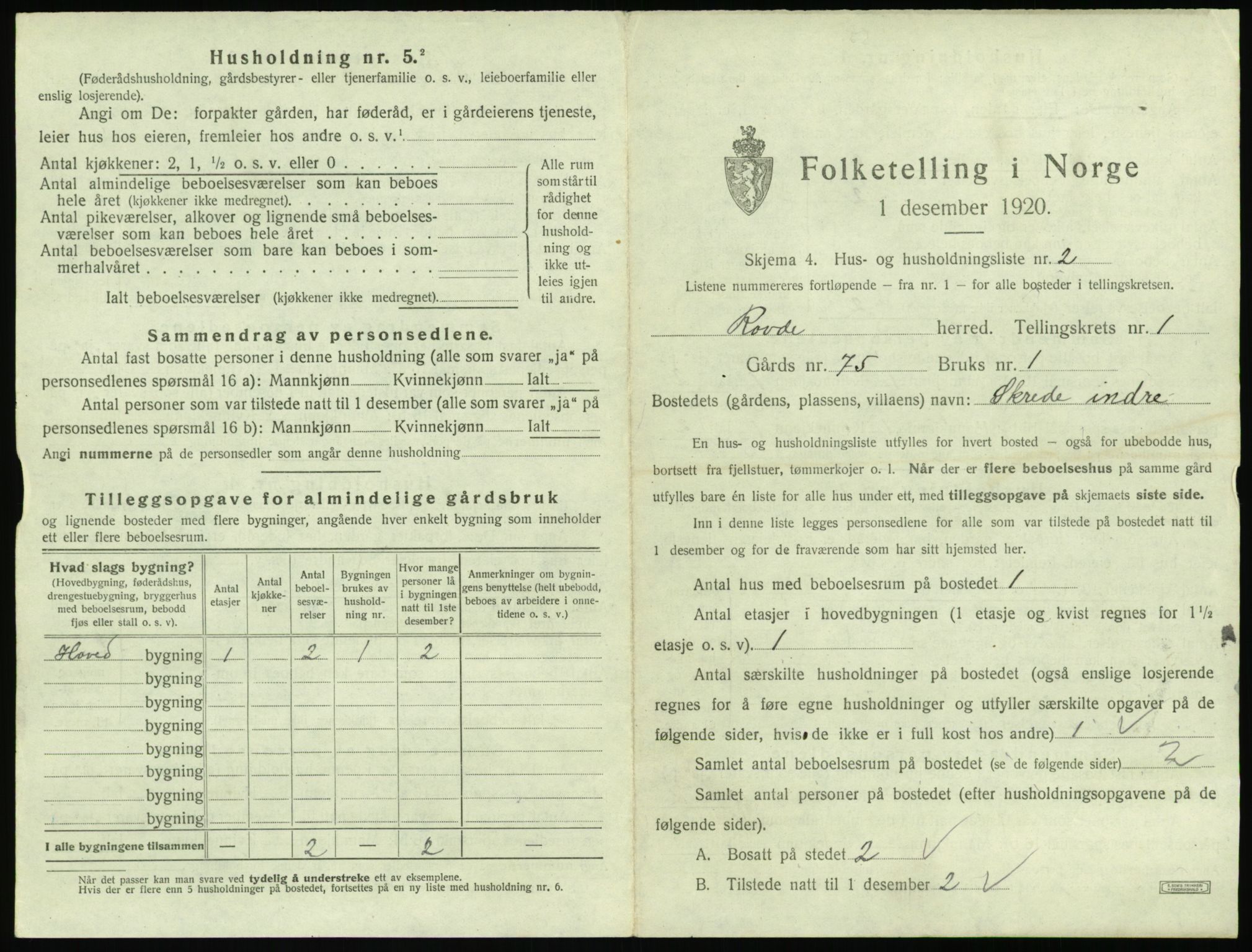 SAT, 1920 census for Rovde, 1920, p. 23