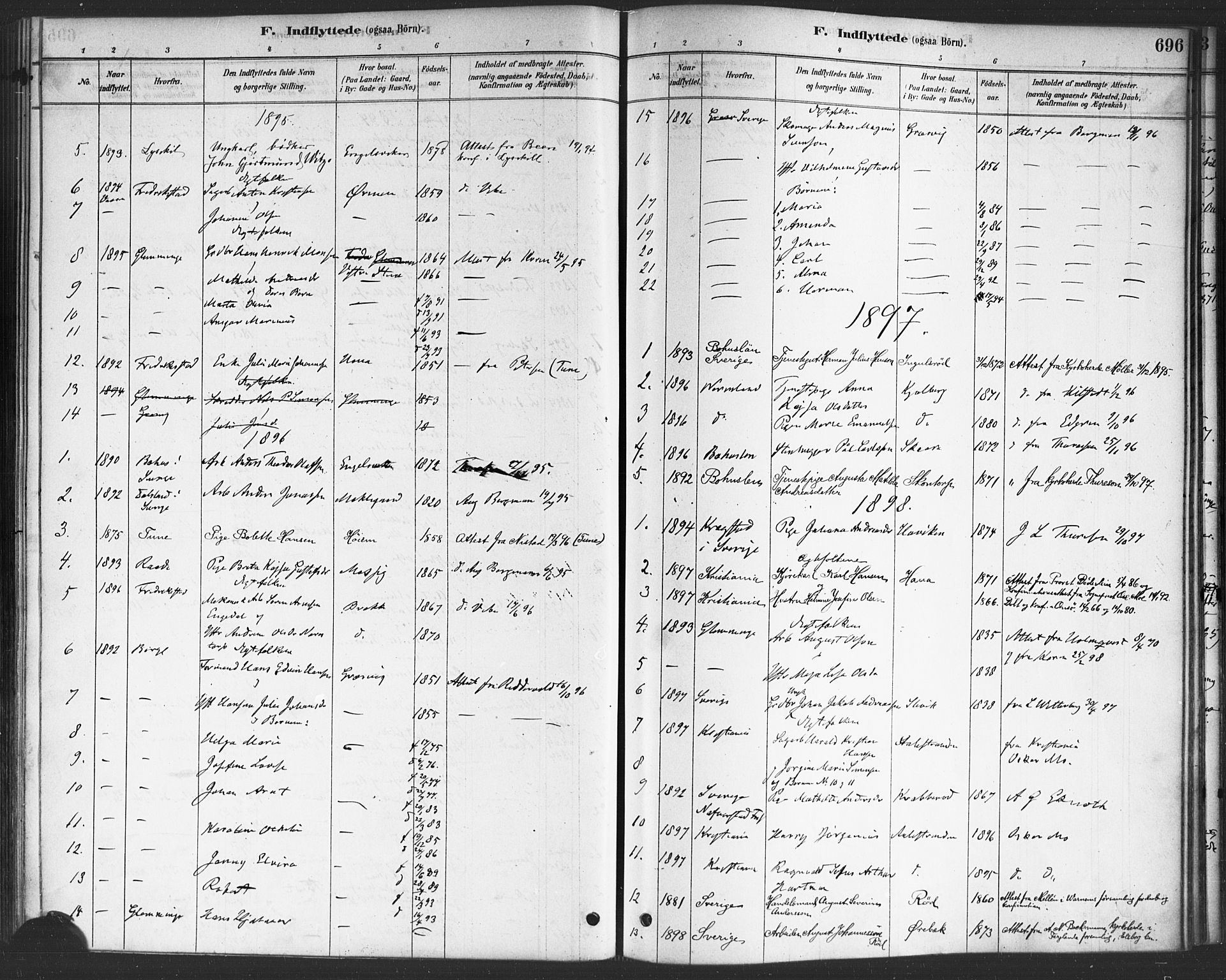 Onsøy prestekontor Kirkebøker, SAO/A-10914/F/Fa/L0006: Parish register (official) no. I 6, 1878-1898, p. 696