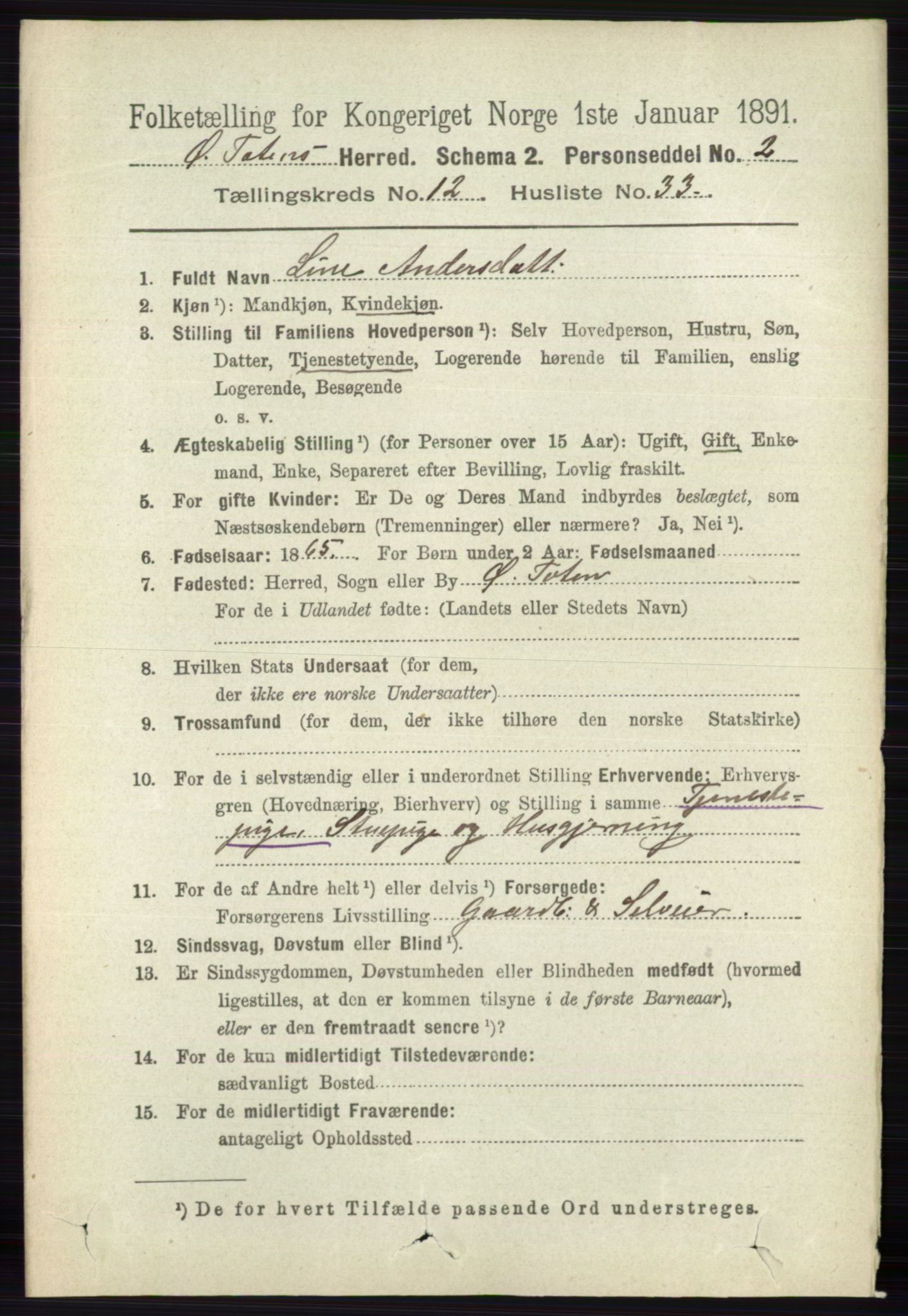 RA, 1891 census for 0528 Østre Toten, 1891, p. 7959