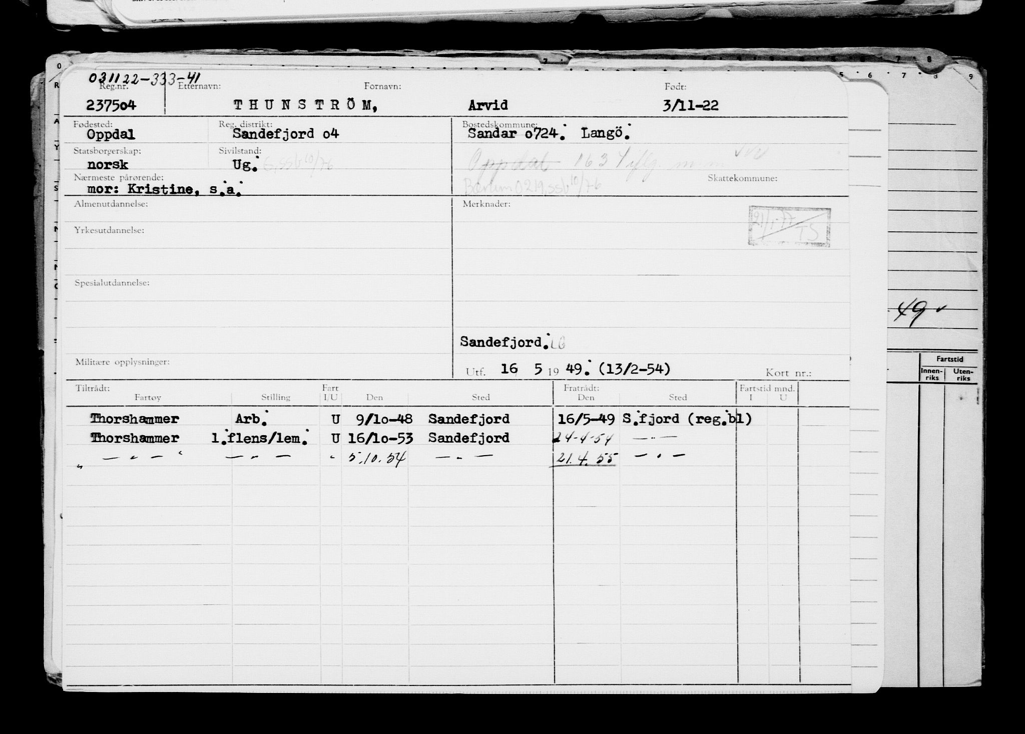 Direktoratet for sjømenn, AV/RA-S-3545/G/Gb/L0212: Hovedkort, 1922, p. 75