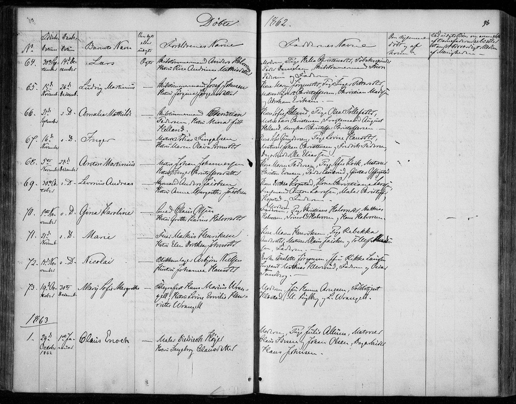 Holmestrand kirkebøker, SAKO/A-346/F/Fa/L0002: Parish register (official) no. 2, 1840-1866, p. 96