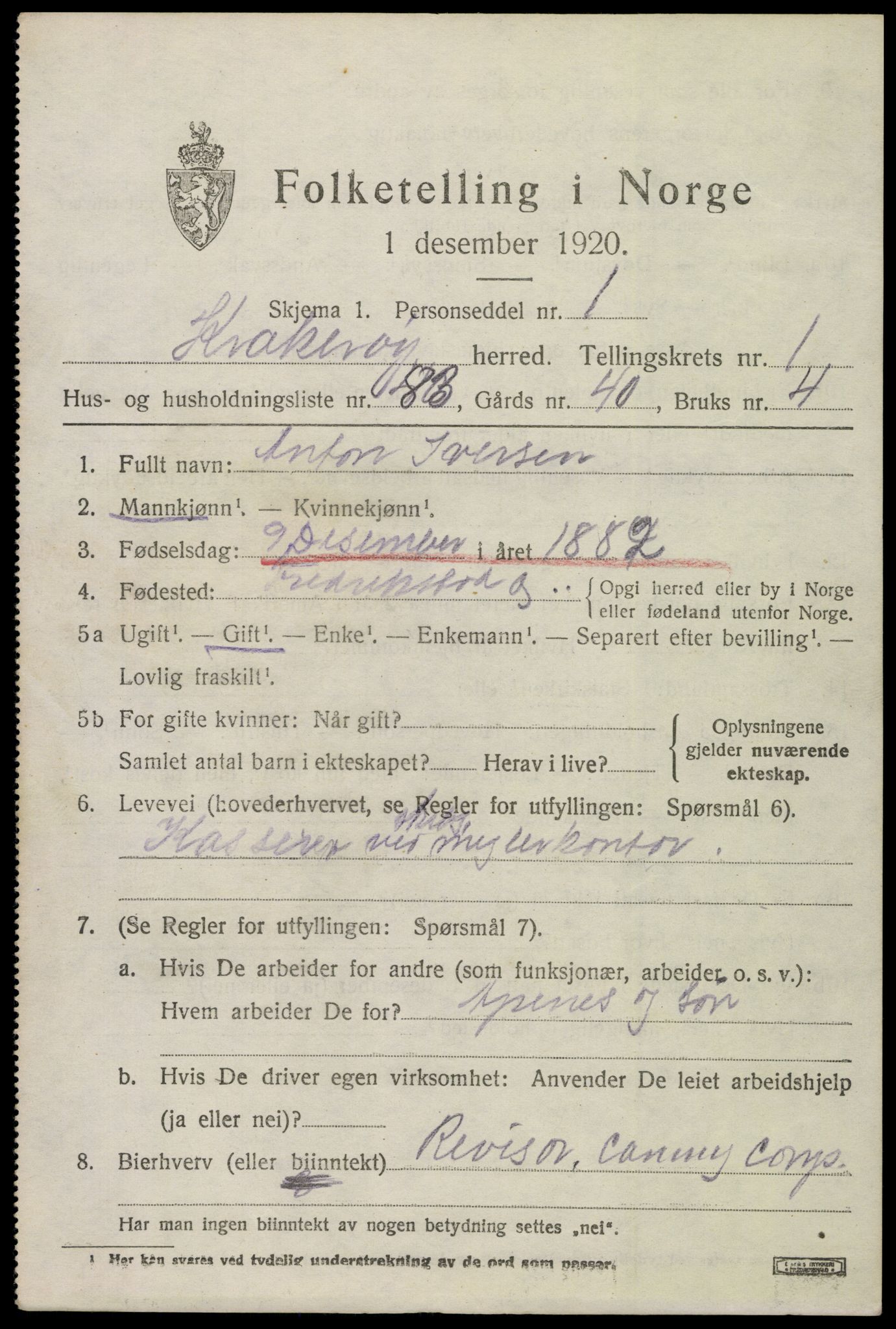 SAO, 1920 census for Kråkerøy, 1920, p. 2210