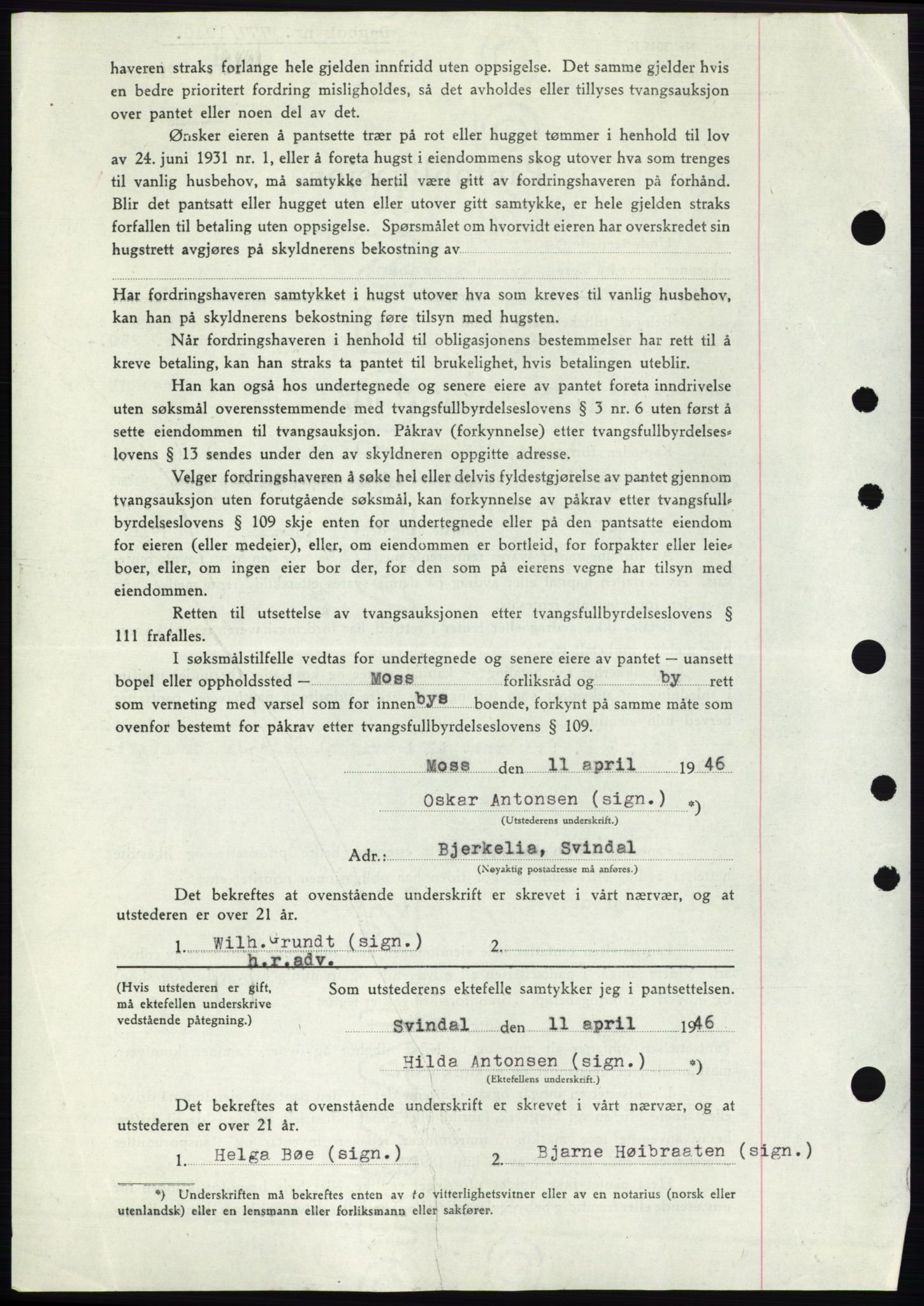 Moss sorenskriveri, SAO/A-10168: Mortgage book no. B15, 1946-1946, Diary no: : 777/1946