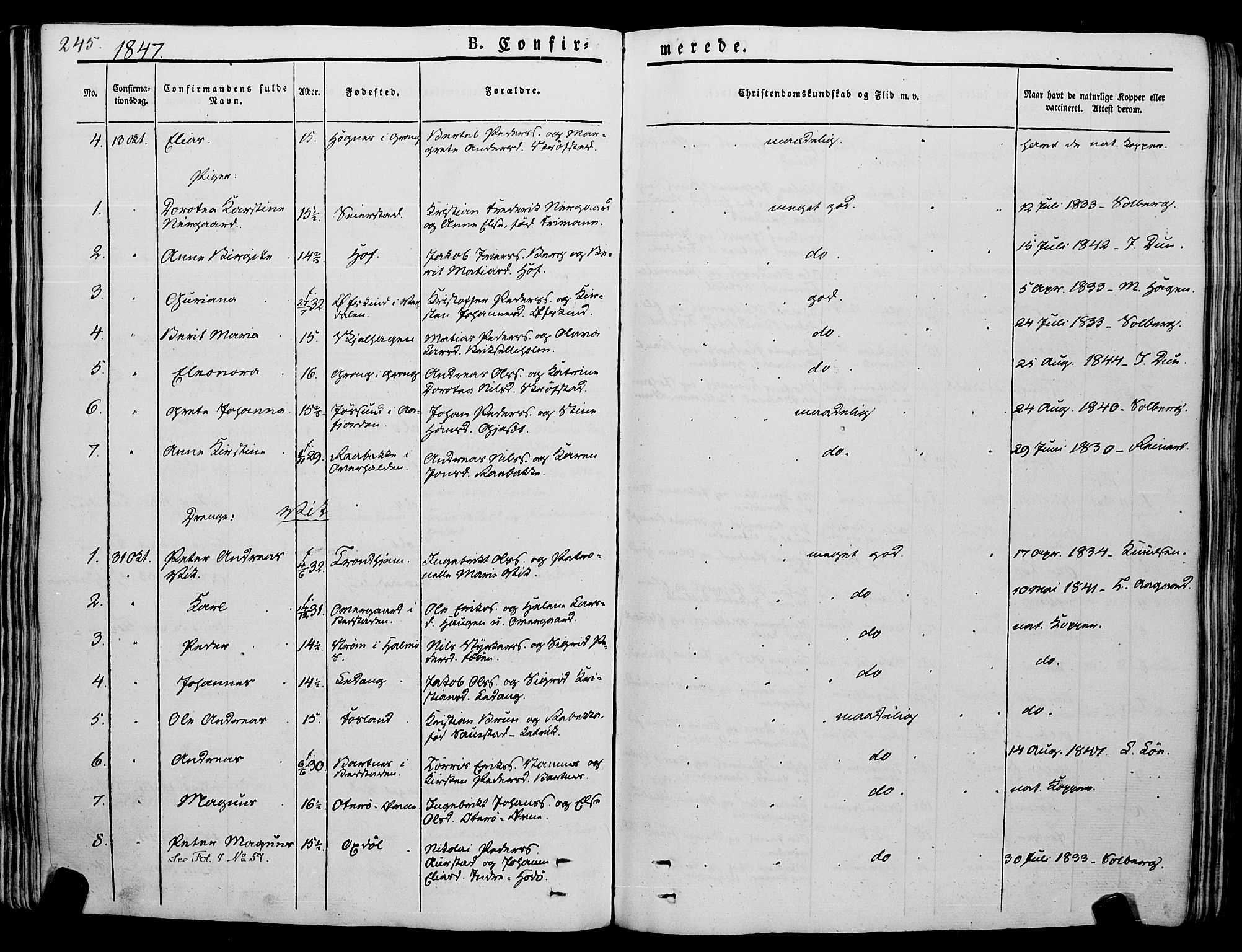 Ministerialprotokoller, klokkerbøker og fødselsregistre - Nord-Trøndelag, SAT/A-1458/773/L0614: Parish register (official) no. 773A05, 1831-1856, p. 245