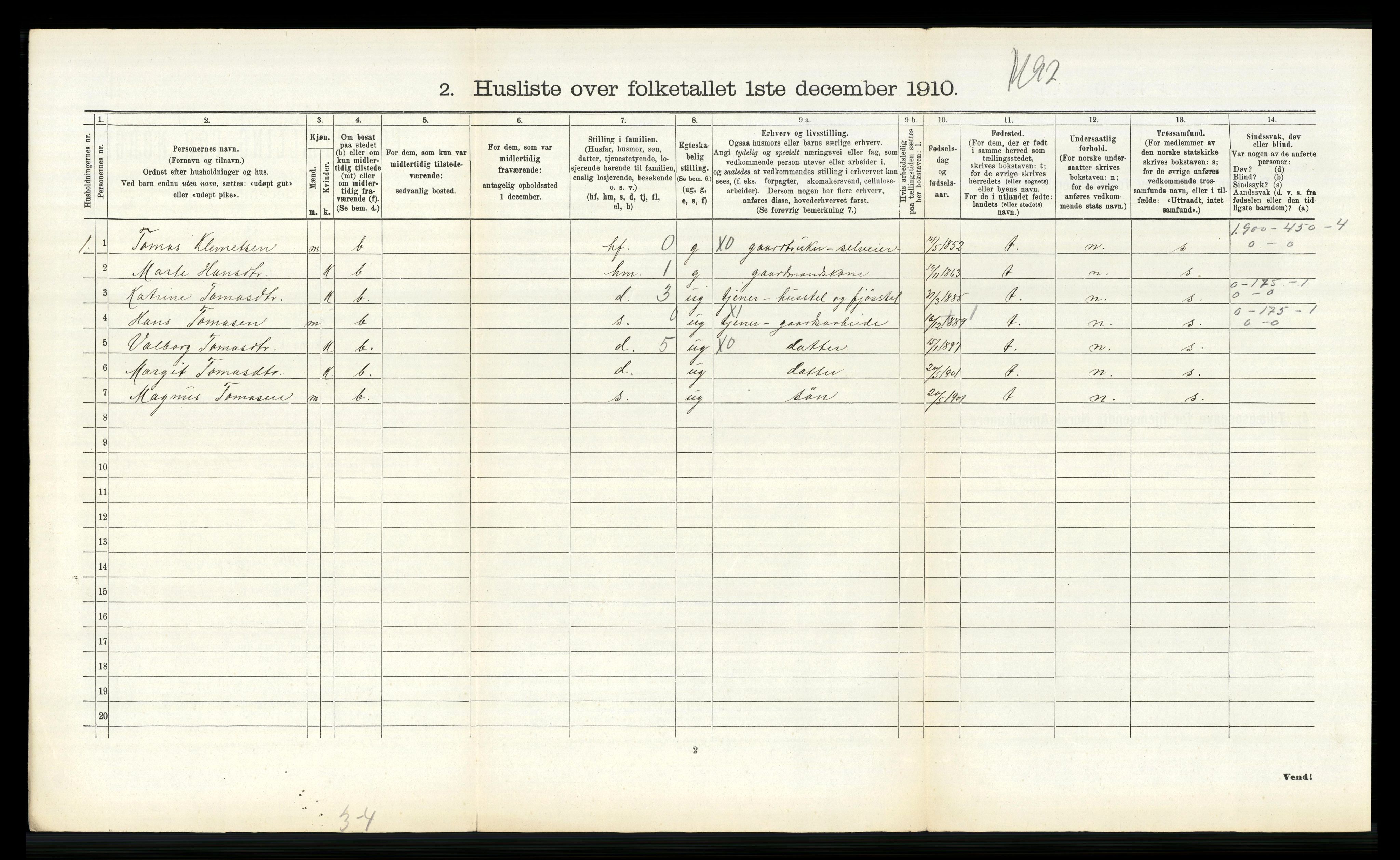 RA, 1910 census for Ytre Holmedal, 1910, p. 475