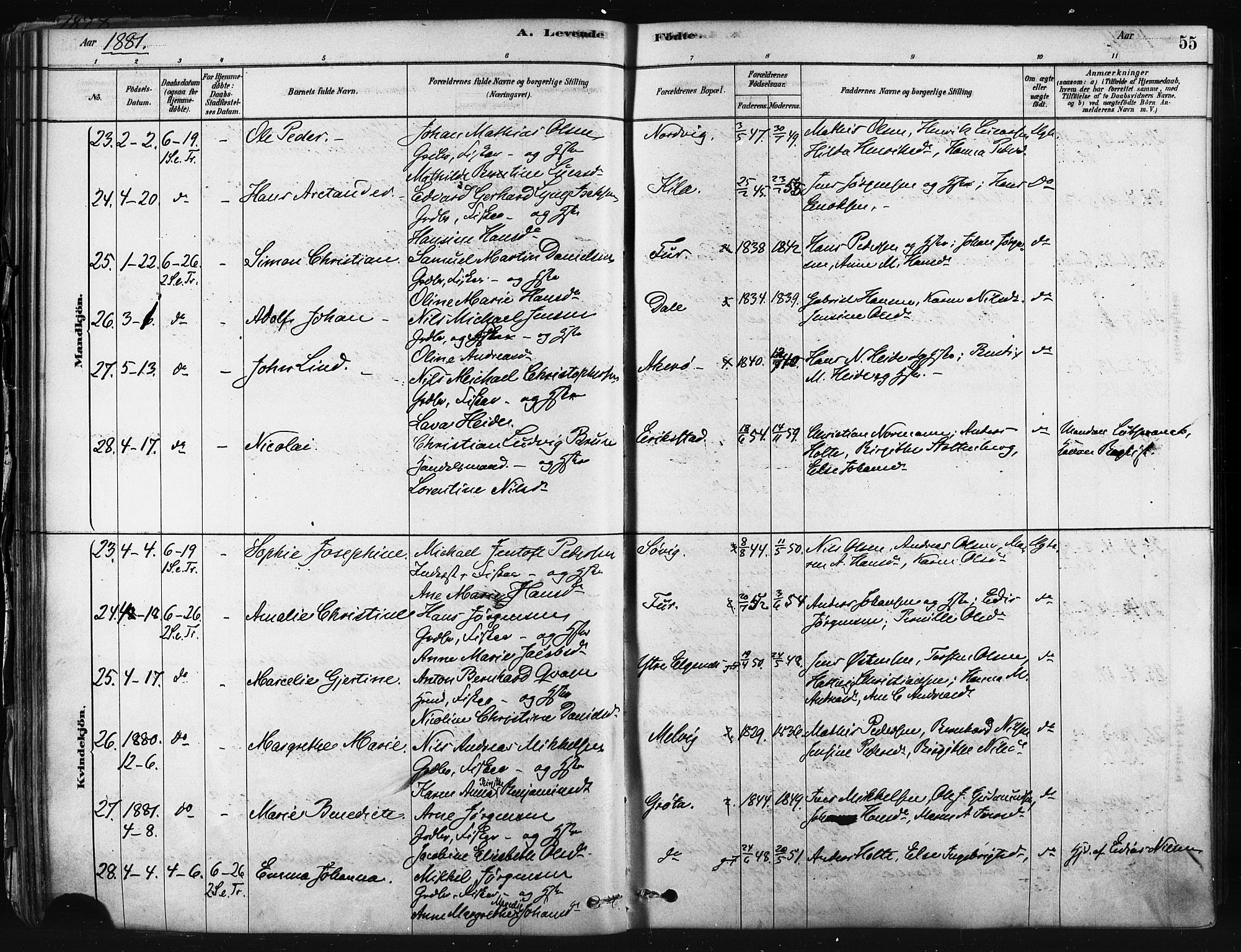 Trondenes sokneprestkontor, SATØ/S-1319/H/Ha/L0014kirke: Parish register (official) no. 14, 1878-1889, p. 55