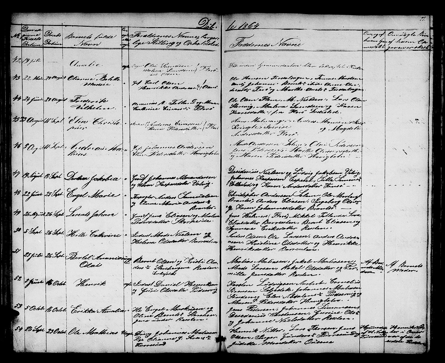 Kinn sokneprestembete, AV/SAB-A-80801/H/Hab/Haba/L0001: Parish register (copy) no. A 1, 1853-1868, p. 51