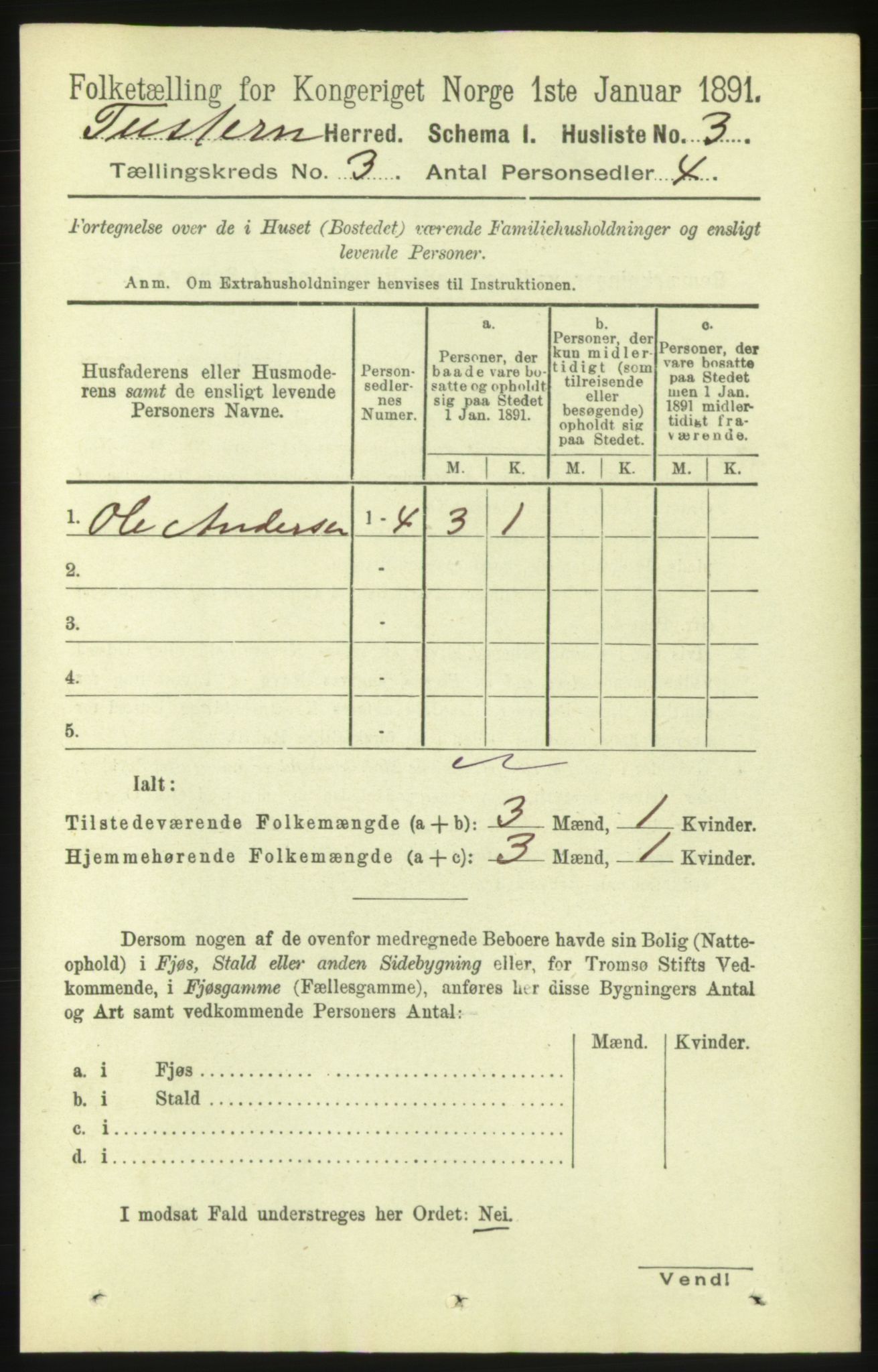 RA, 1891 census for 1572 Tustna, 1891, p. 891