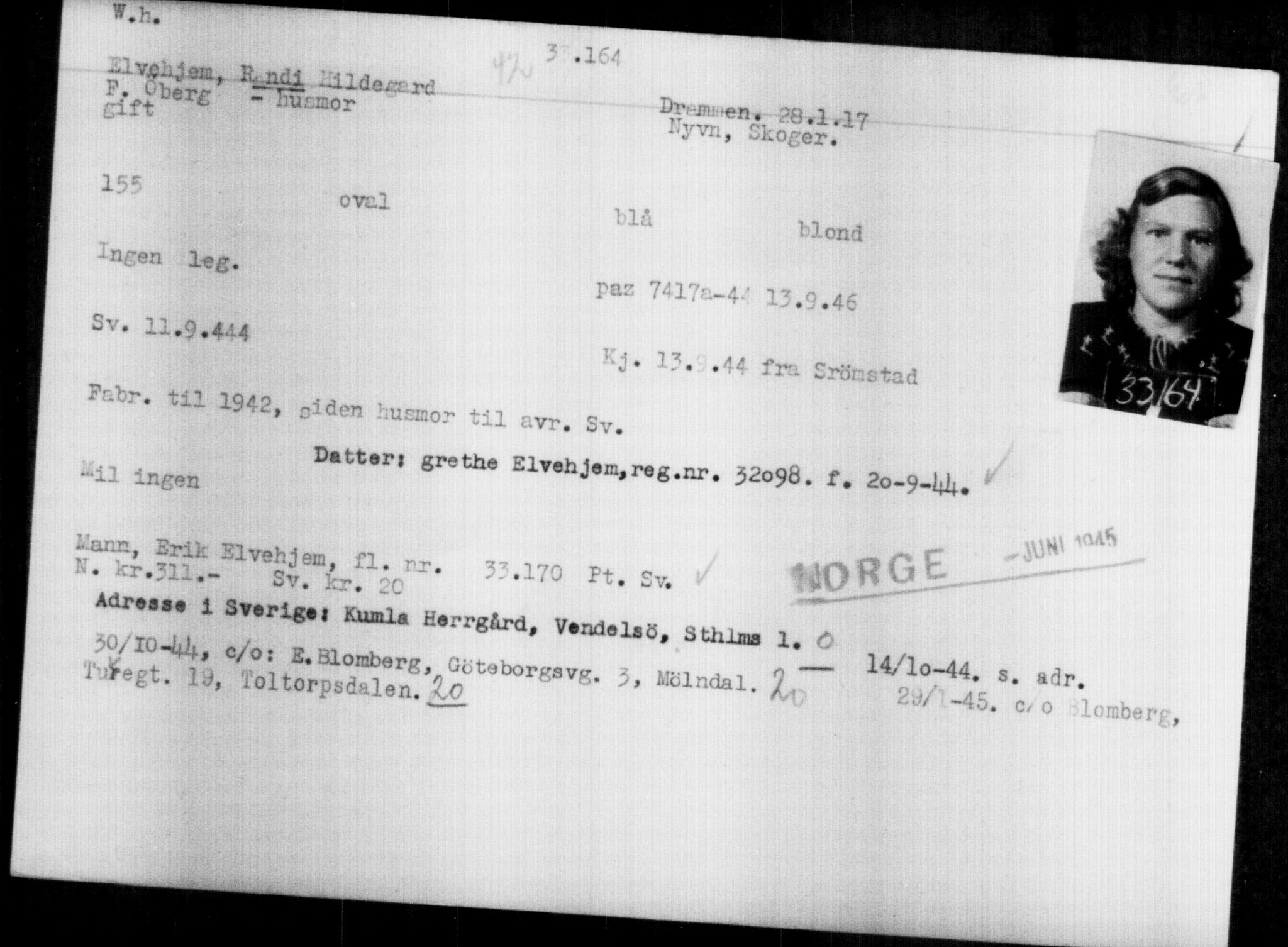 Utenriksstasjonene, Legasjonen i Stockholm, Flyktningkontoret, AV/RA-S-6753/V/Va/L0013: Kjesäterkartoteket, flyktninger med registreringsnr. 31500-34731, 1940-1945, p. 1749