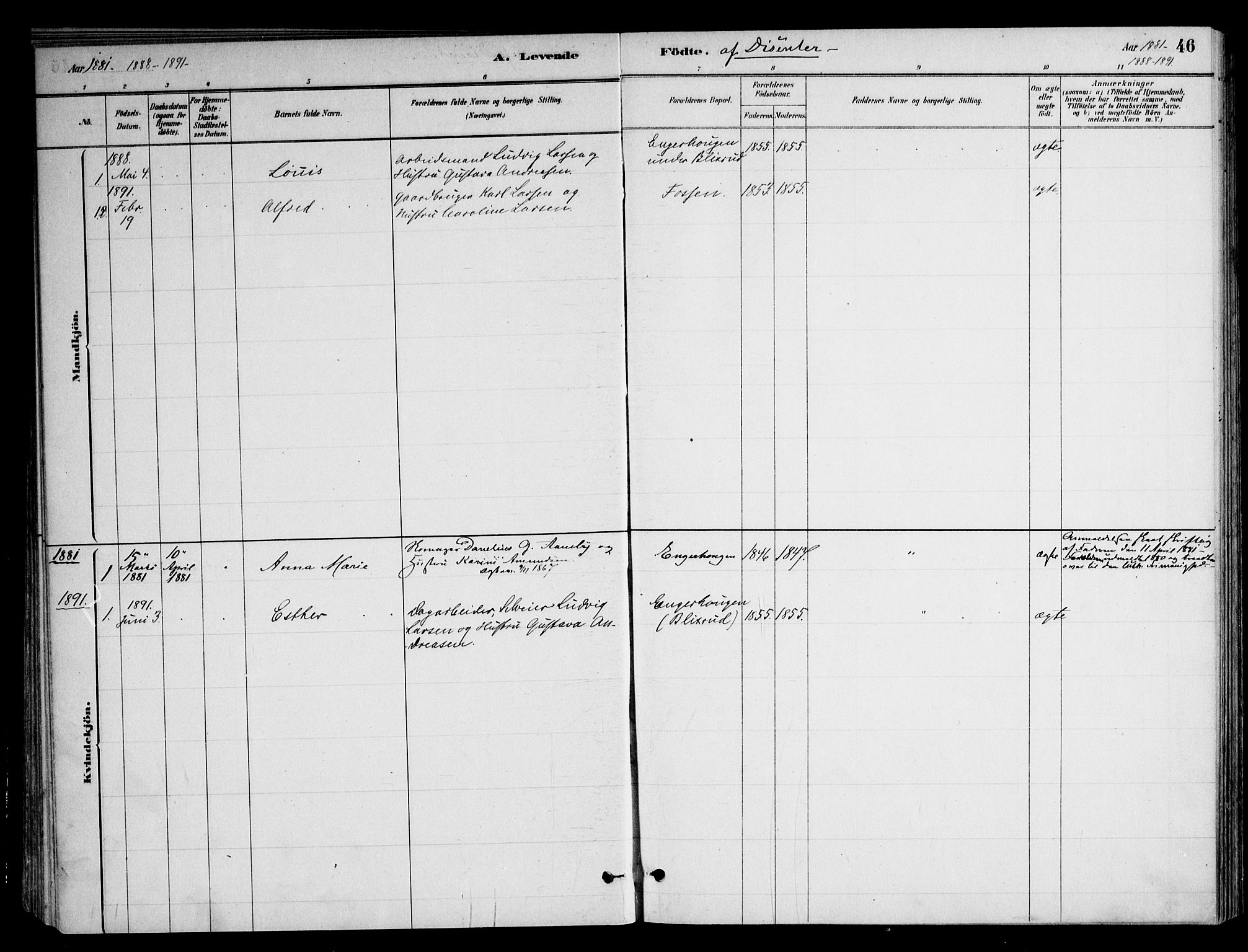 Nittedal prestekontor Kirkebøker, SAO/A-10365a/F/Fb/L0001: Parish register (official) no. II 1, 1879-1901, p. 46
