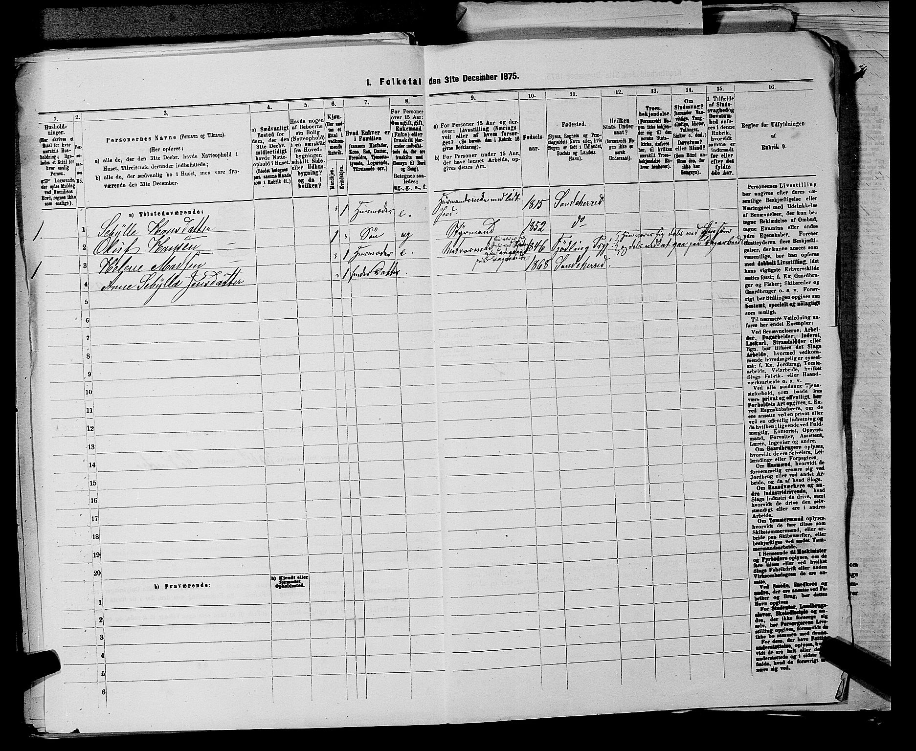 SAKO, 1875 census for 0724L Sandeherred/Sandeherred, 1875, p. 418