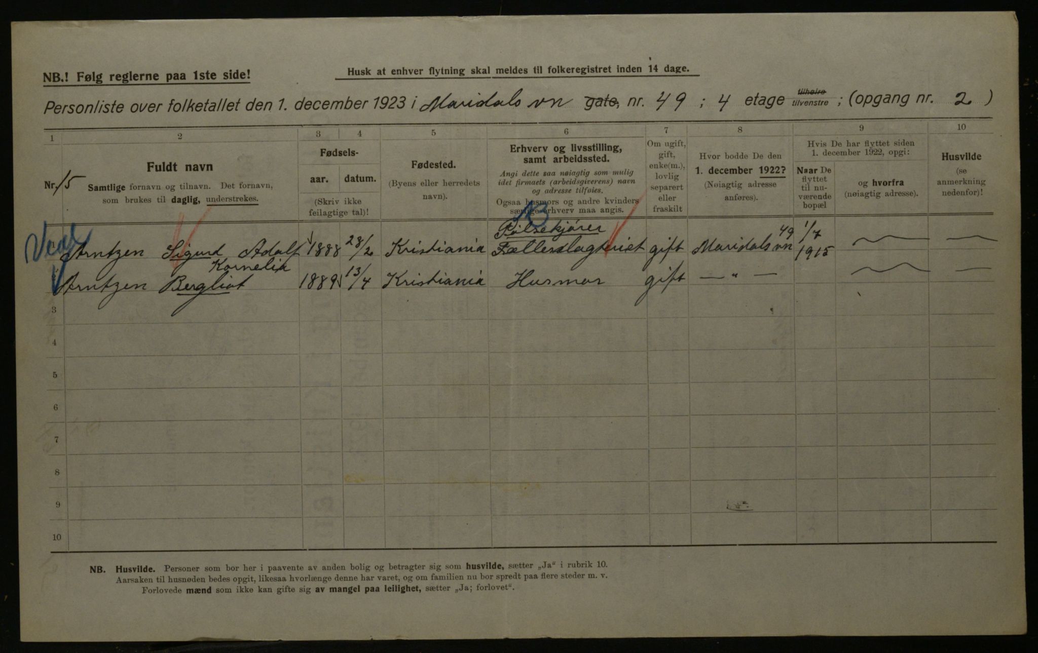 OBA, Municipal Census 1923 for Kristiania, 1923, p. 68133