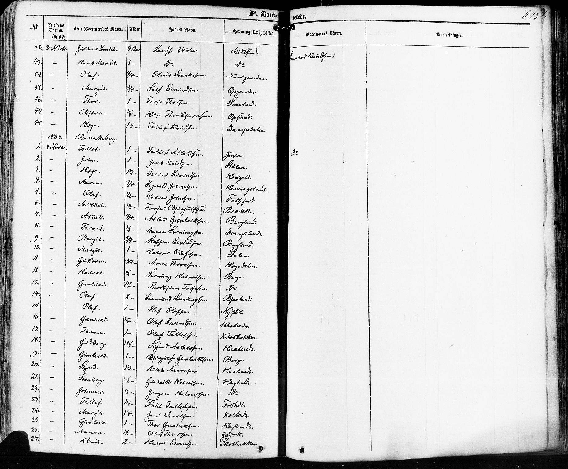 Kviteseid kirkebøker, SAKO/A-276/F/Fa/L0007: Parish register (official) no. I 7, 1859-1881, p. 643