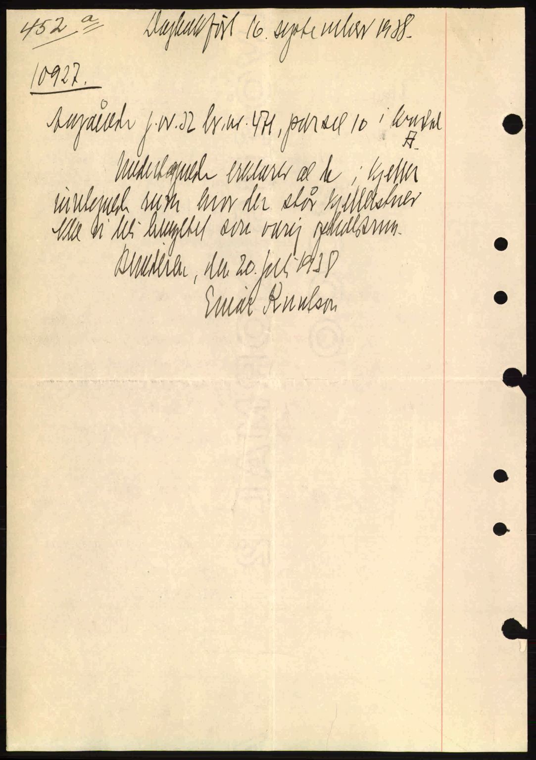 Aker herredsskriveri, SAO/A-10896/G/Gb/Gba/Gbab/L0025: Mortgage book no. A154-155, 1938-1938, Diary no: : 10927/1938