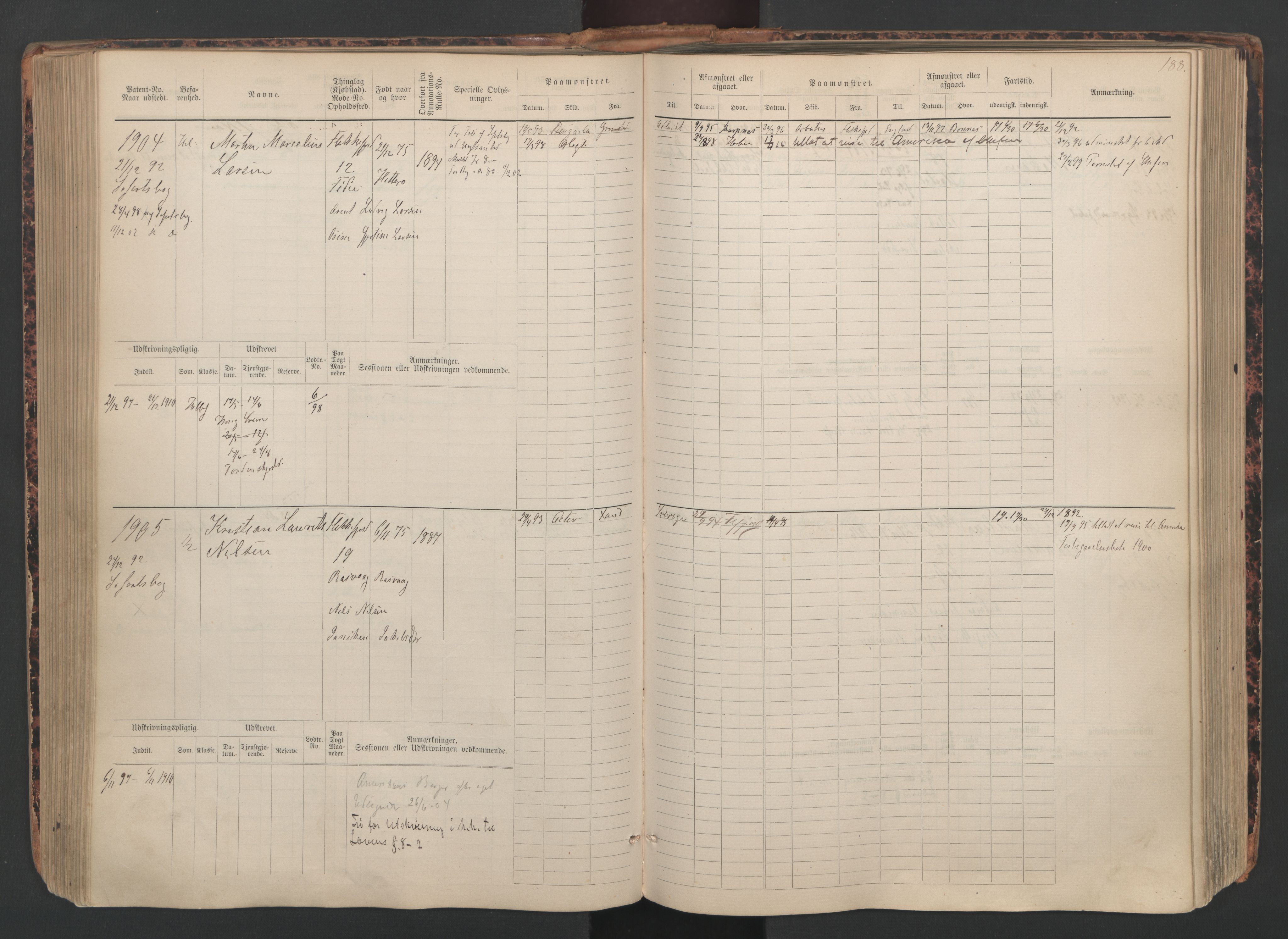 Flekkefjord mønstringskrets, SAK/2031-0018/F/Fb/L0010: Hovedrulle nr 1534-2329, Æ-7, 1884-1948, p. 190