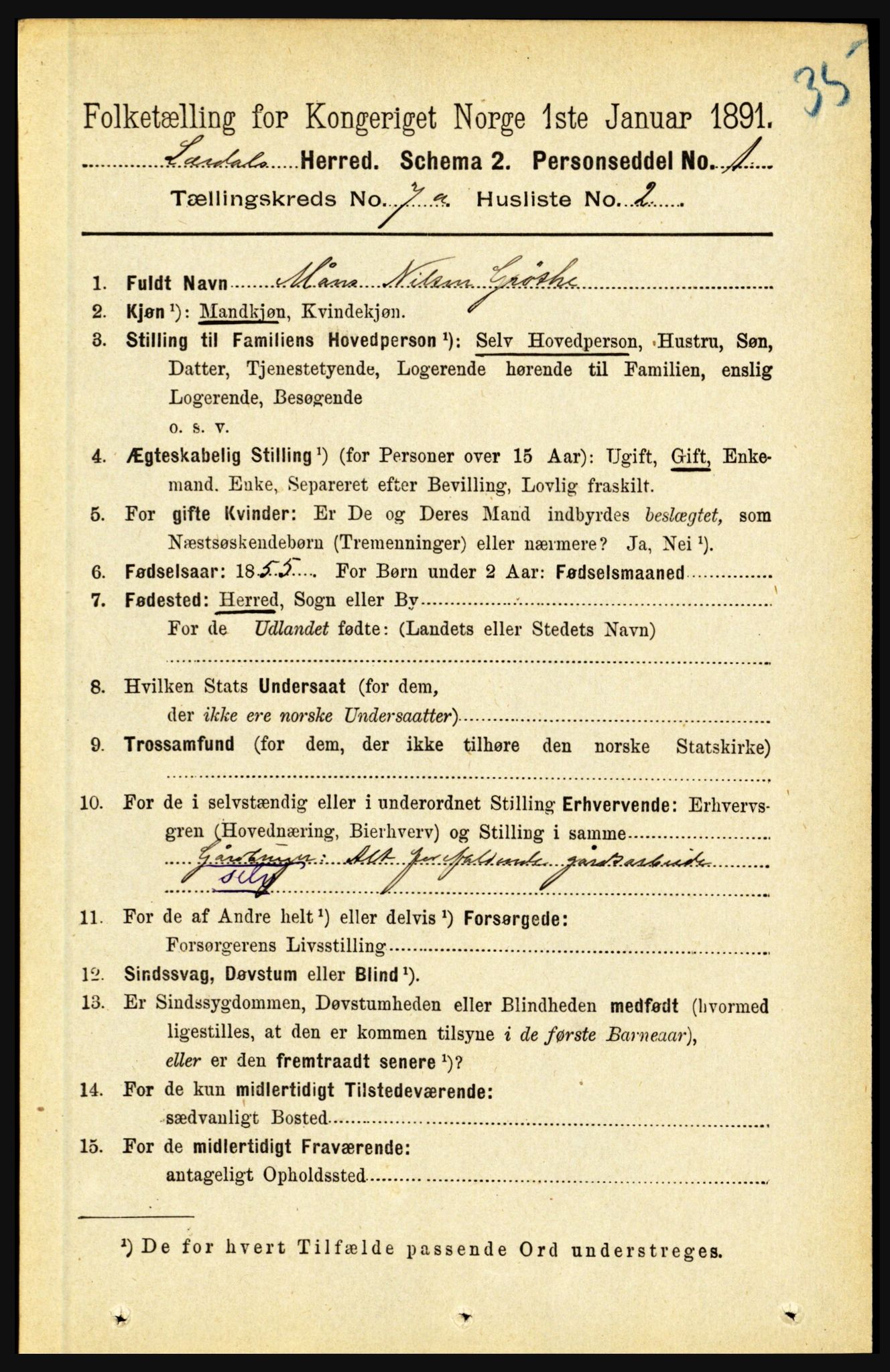 RA, 1891 census for 1422 Lærdal, 1891, p. 809