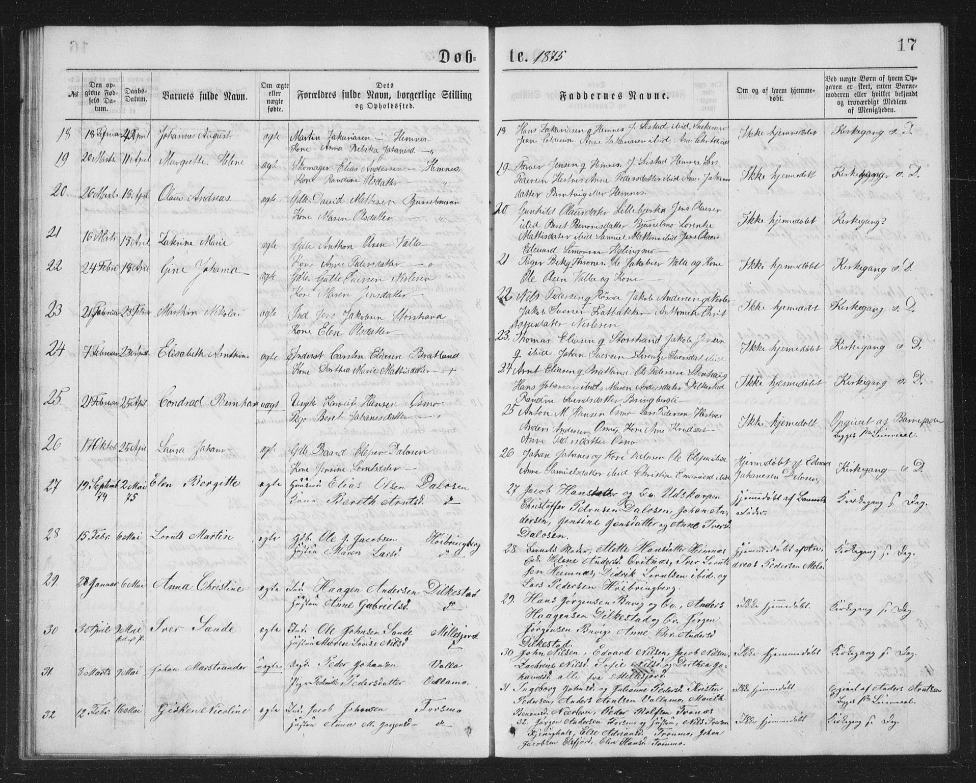 Ministerialprotokoller, klokkerbøker og fødselsregistre - Nordland, SAT/A-1459/825/L0369: Parish register (copy) no. 825C06, 1873-1885, p. 17