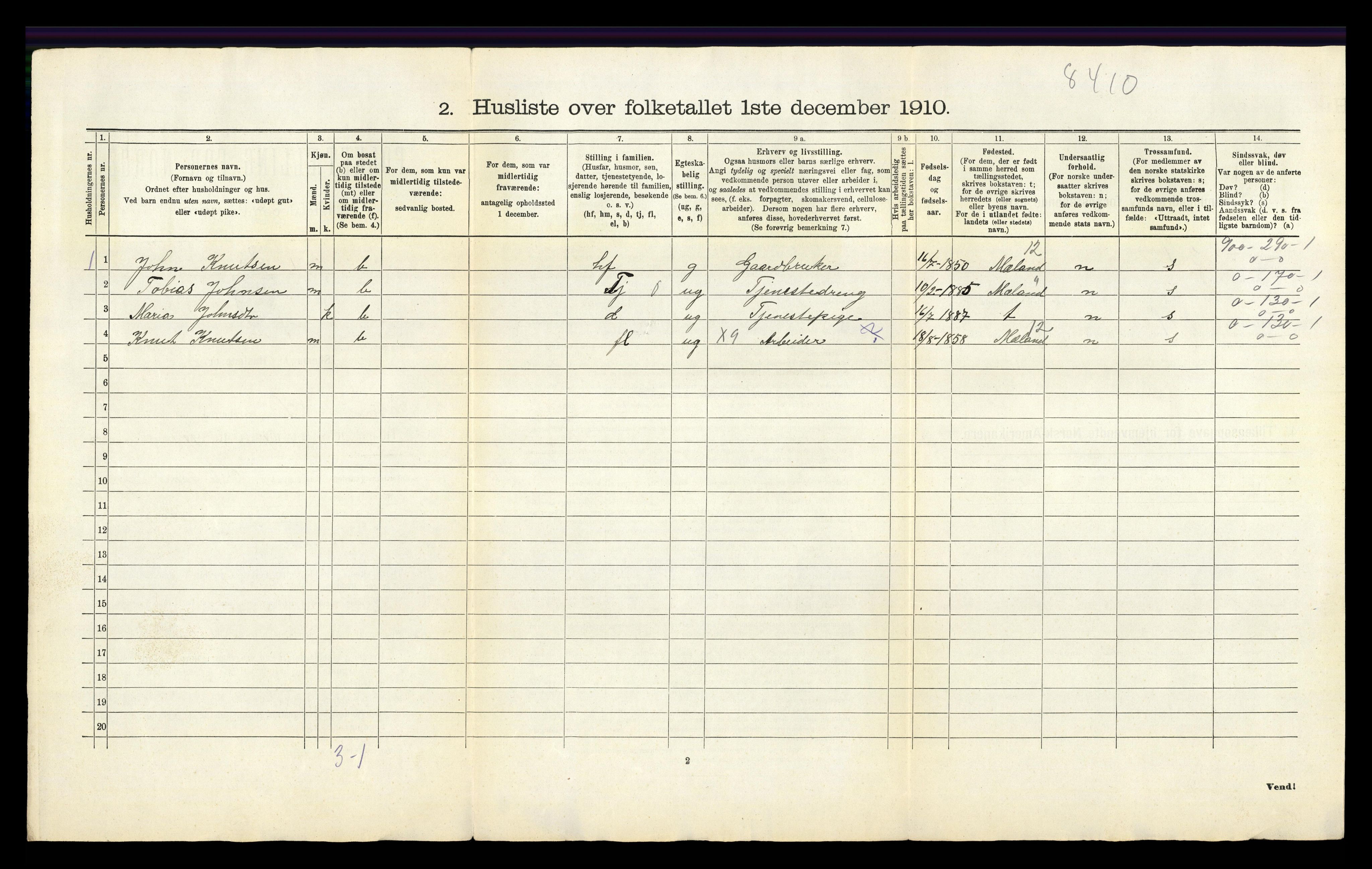 RA, 1910 census for Hamre, 1910, p. 47