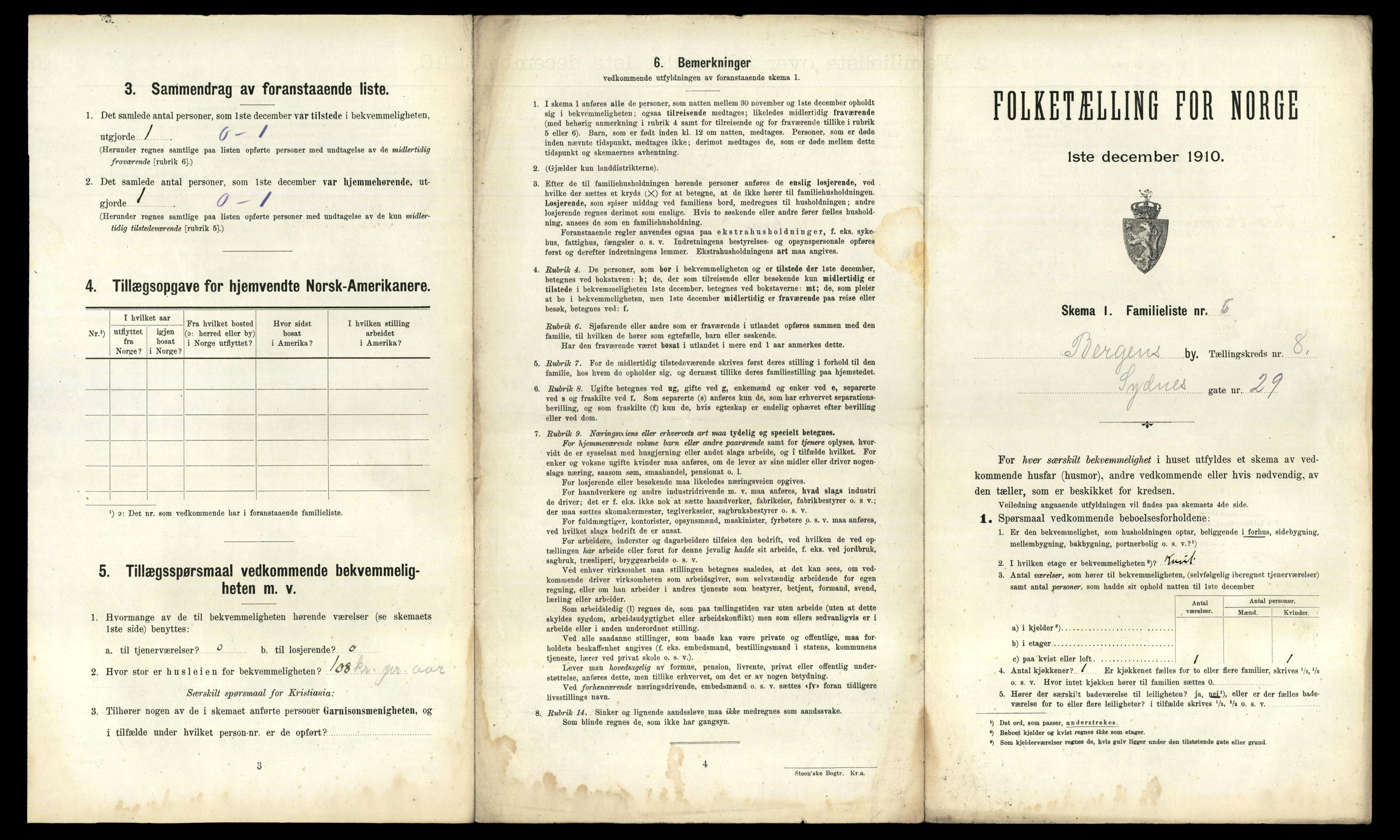 RA, 1910 census for Bergen, 1910, p. 2879