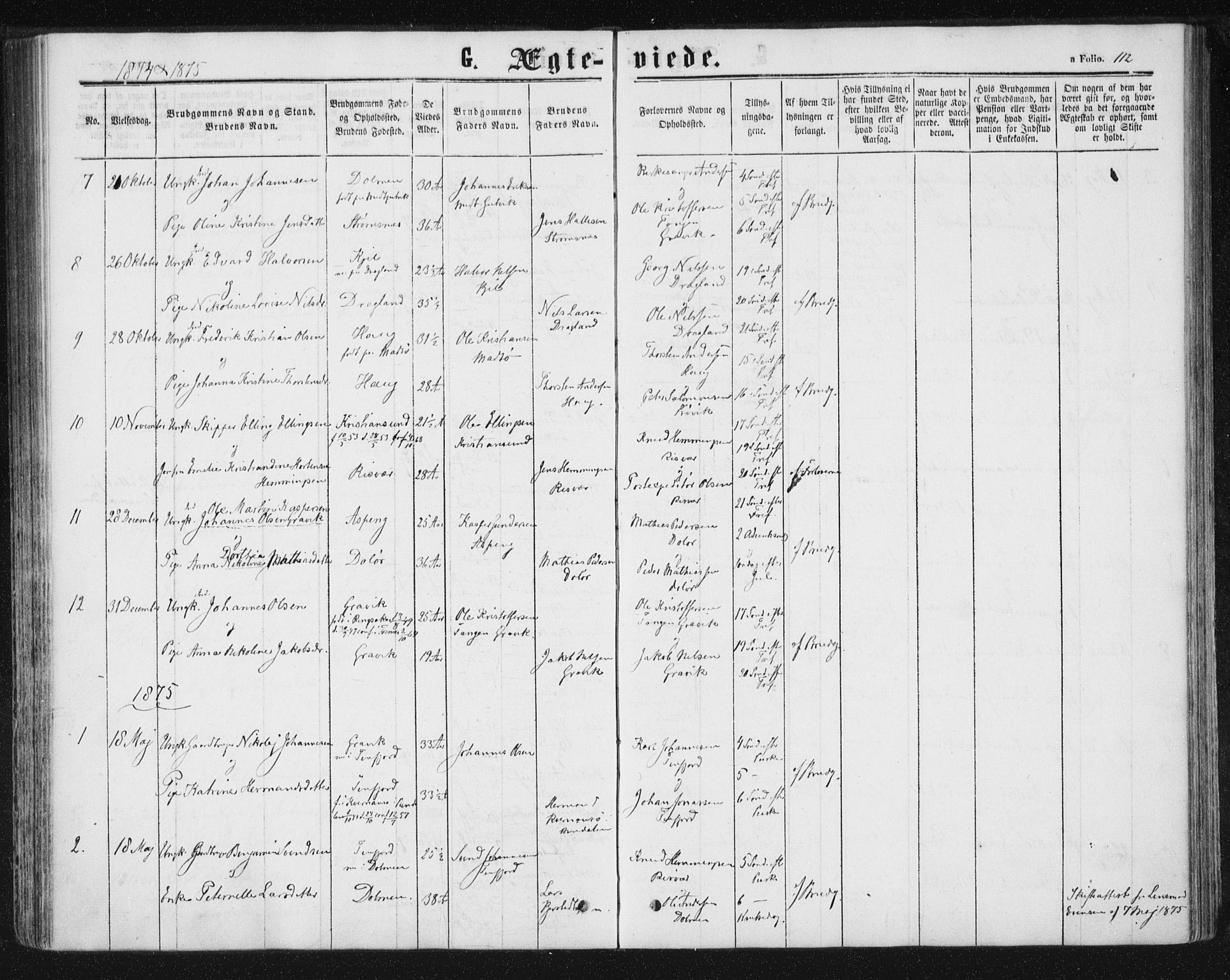 Ministerialprotokoller, klokkerbøker og fødselsregistre - Nord-Trøndelag, AV/SAT-A-1458/788/L0696: Parish register (official) no. 788A03, 1863-1877, p. 112