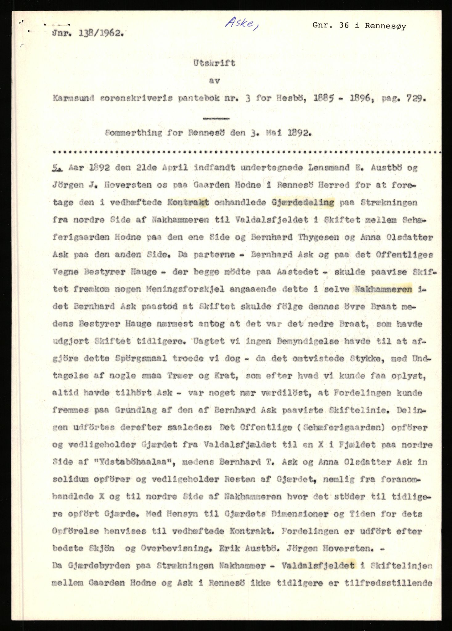 Statsarkivet i Stavanger, AV/SAST-A-101971/03/Y/Yj/L0002: Avskrifter sortert etter gårdsnavn: Amdal indre - Askeland, 1750-1930, p. 568