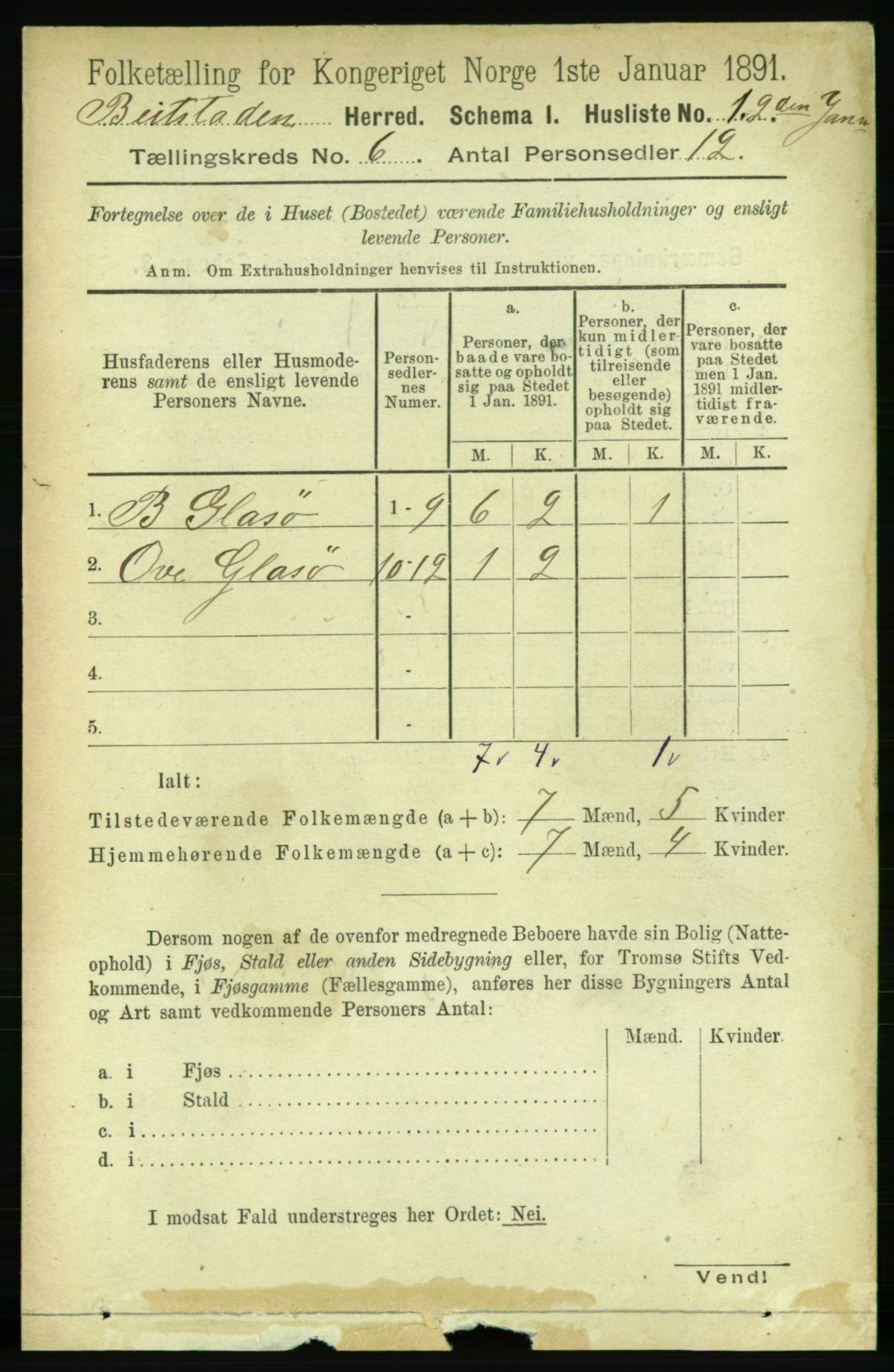 RA, 1891 census for 1727 Beitstad, 1891, p. 1499