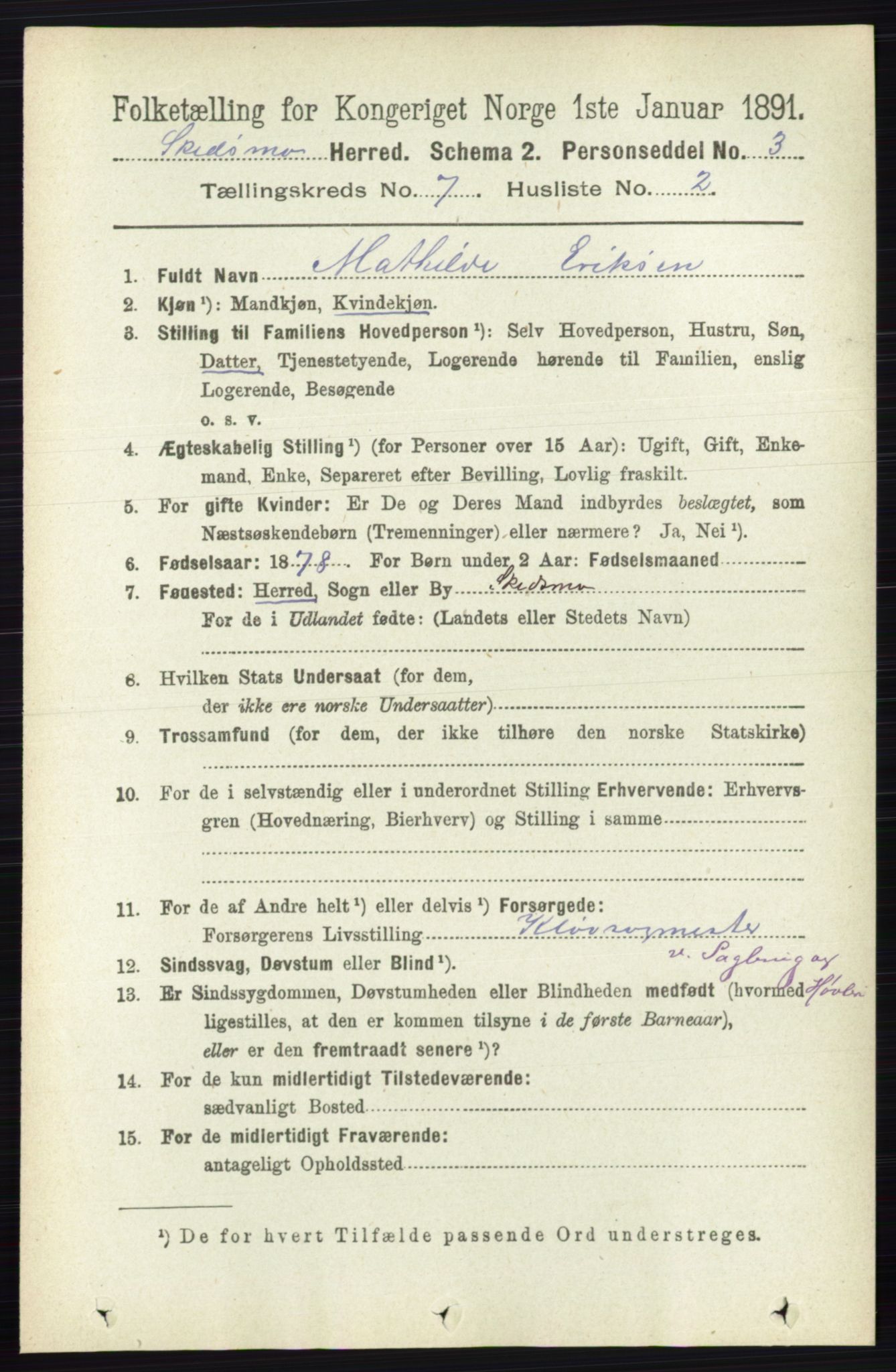 RA, 1891 census for 0231 Skedsmo, 1891, p. 3350