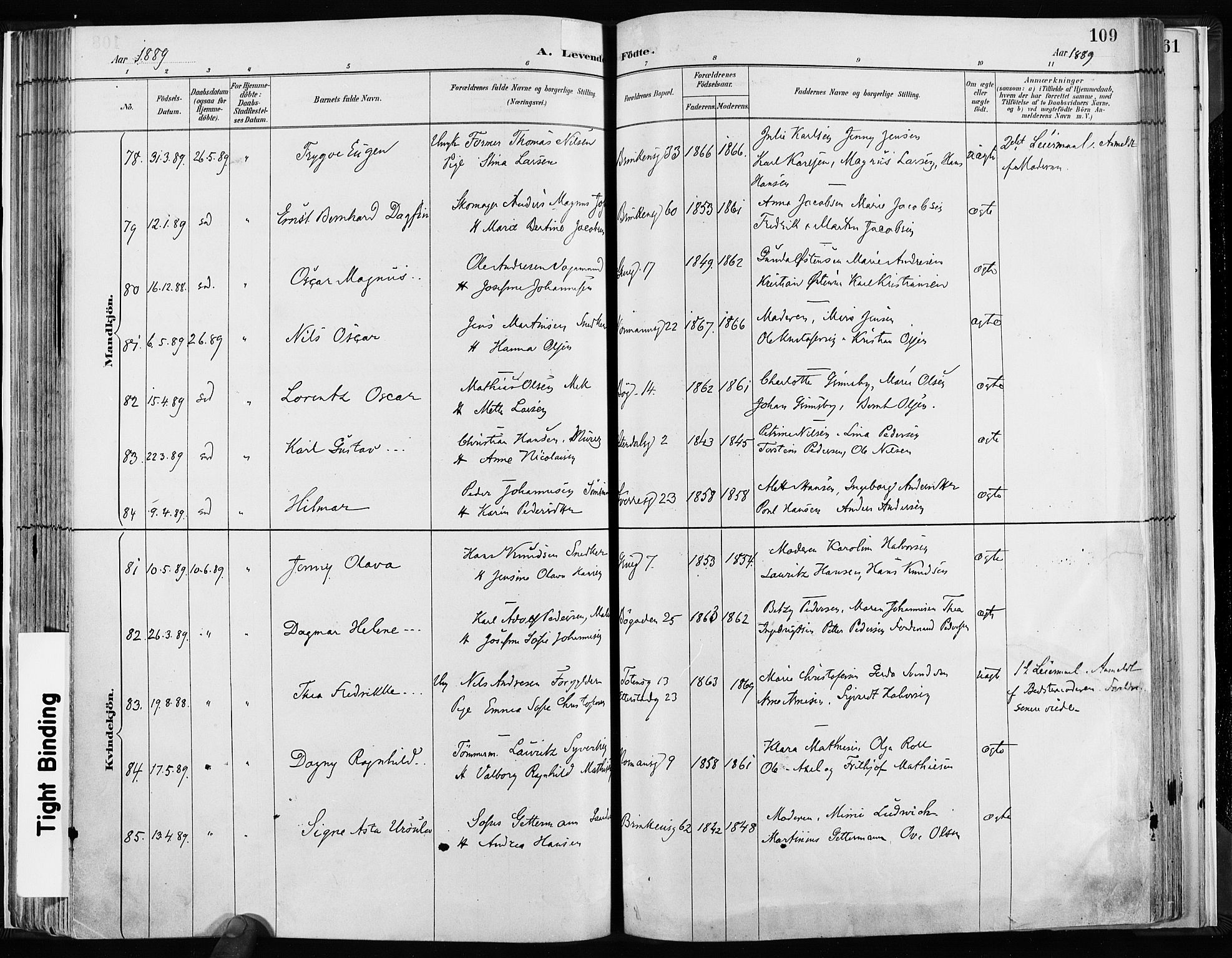 Kampen prestekontor Kirkebøker, SAO/A-10853/F/Fa/L0003: Parish register (official) no. I 3, 1886-1892, p. 109