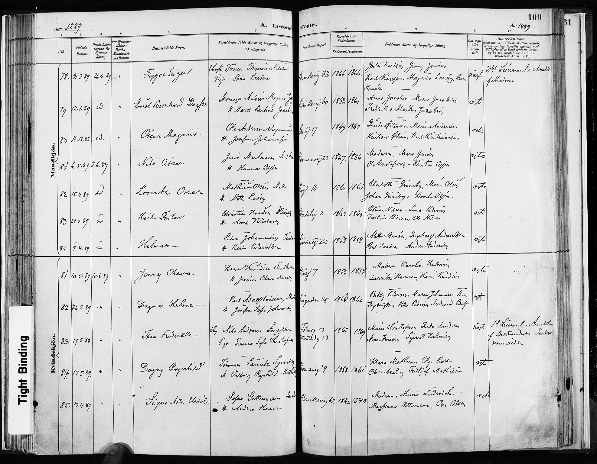 Kampen prestekontor Kirkebøker, AV/SAO-A-10853/F/Fa/L0003: Parish register (official) no. I 3, 1886-1892, p. 109