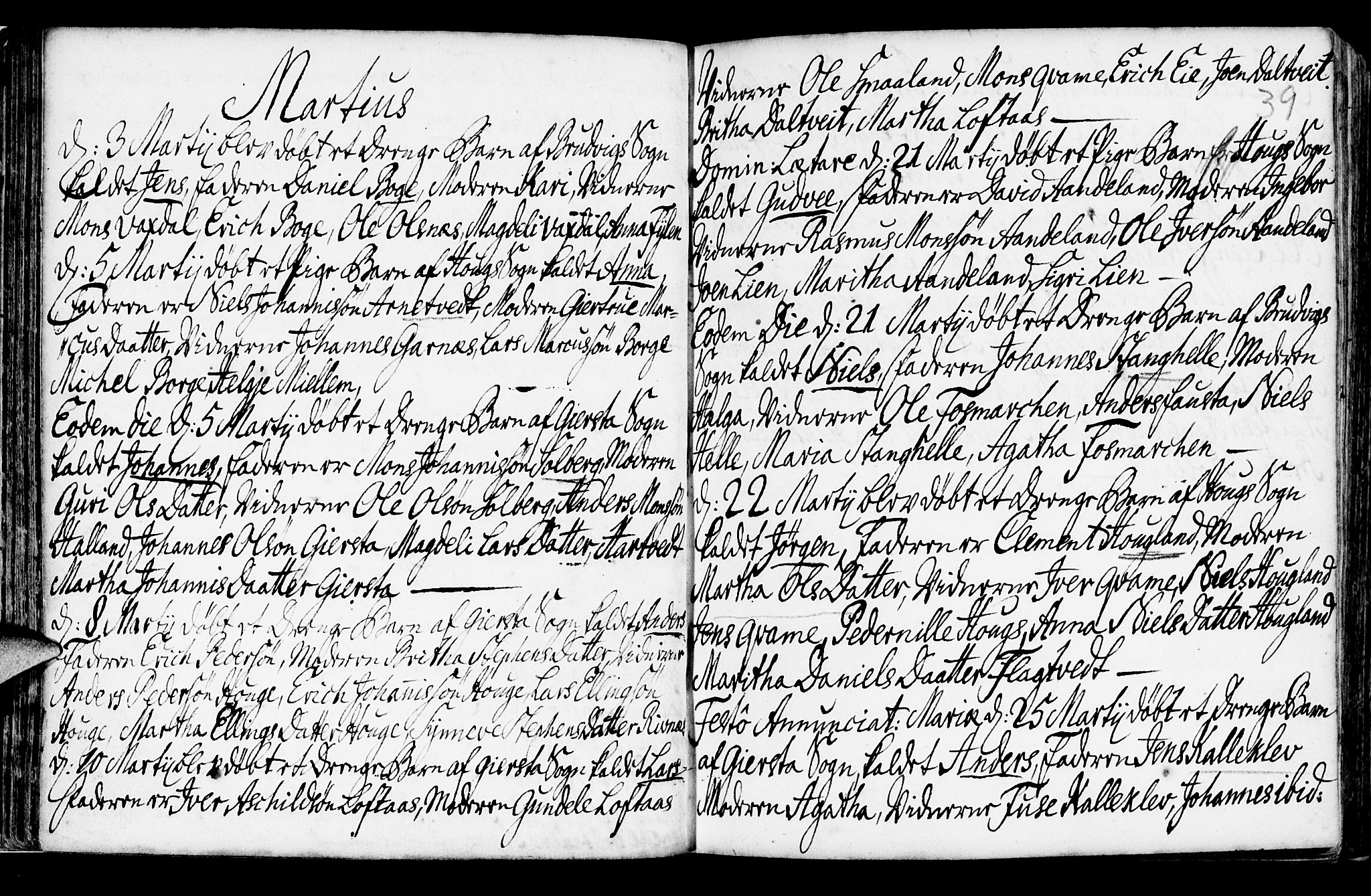 Haus sokneprestembete, SAB/A-75601/H/Haa: Parish register (official) no. A 6, 1748-1758, p. 39