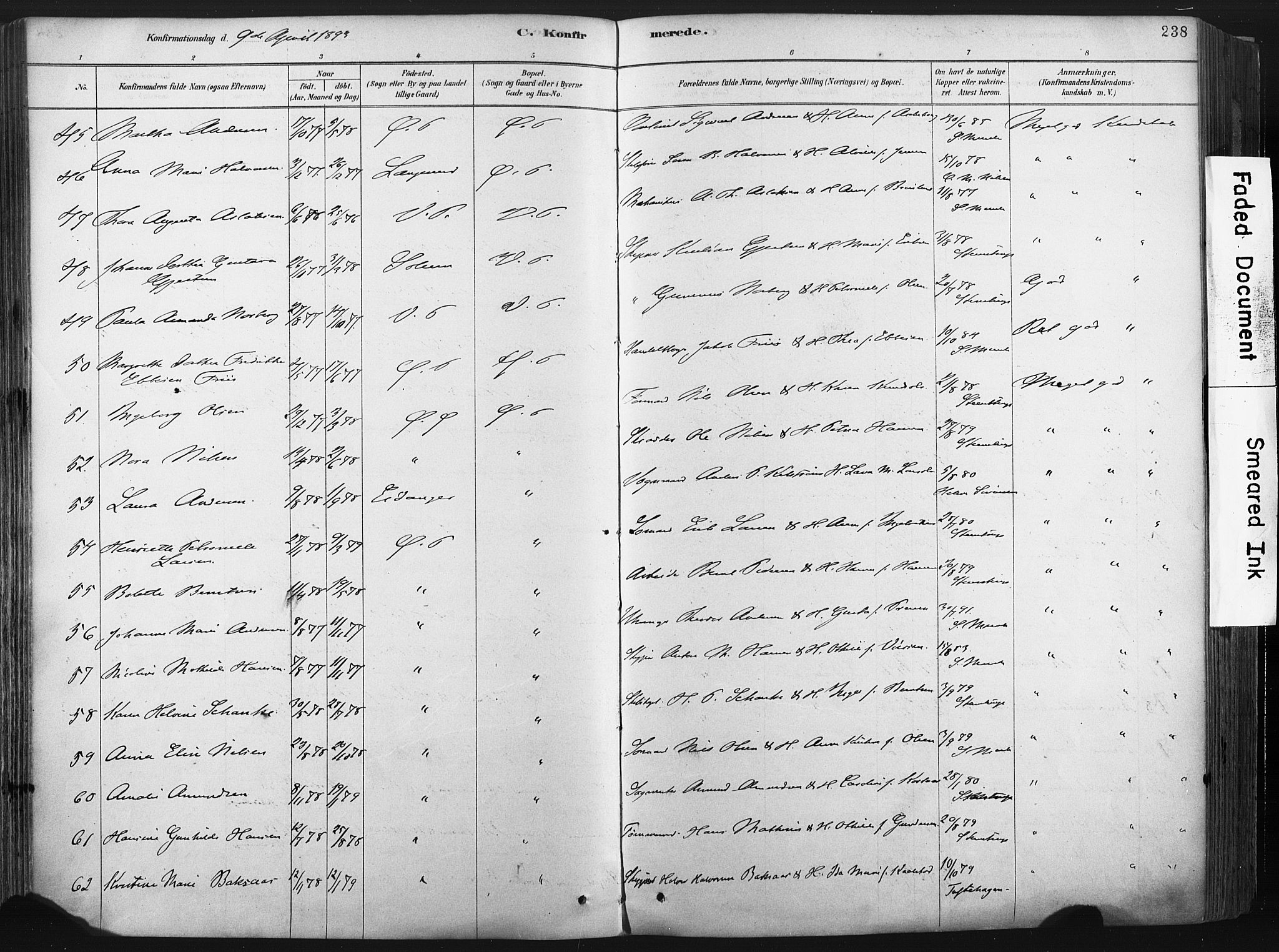 Porsgrunn kirkebøker , AV/SAKO-A-104/F/Fa/L0008: Parish register (official) no. 8, 1878-1895, p. 238