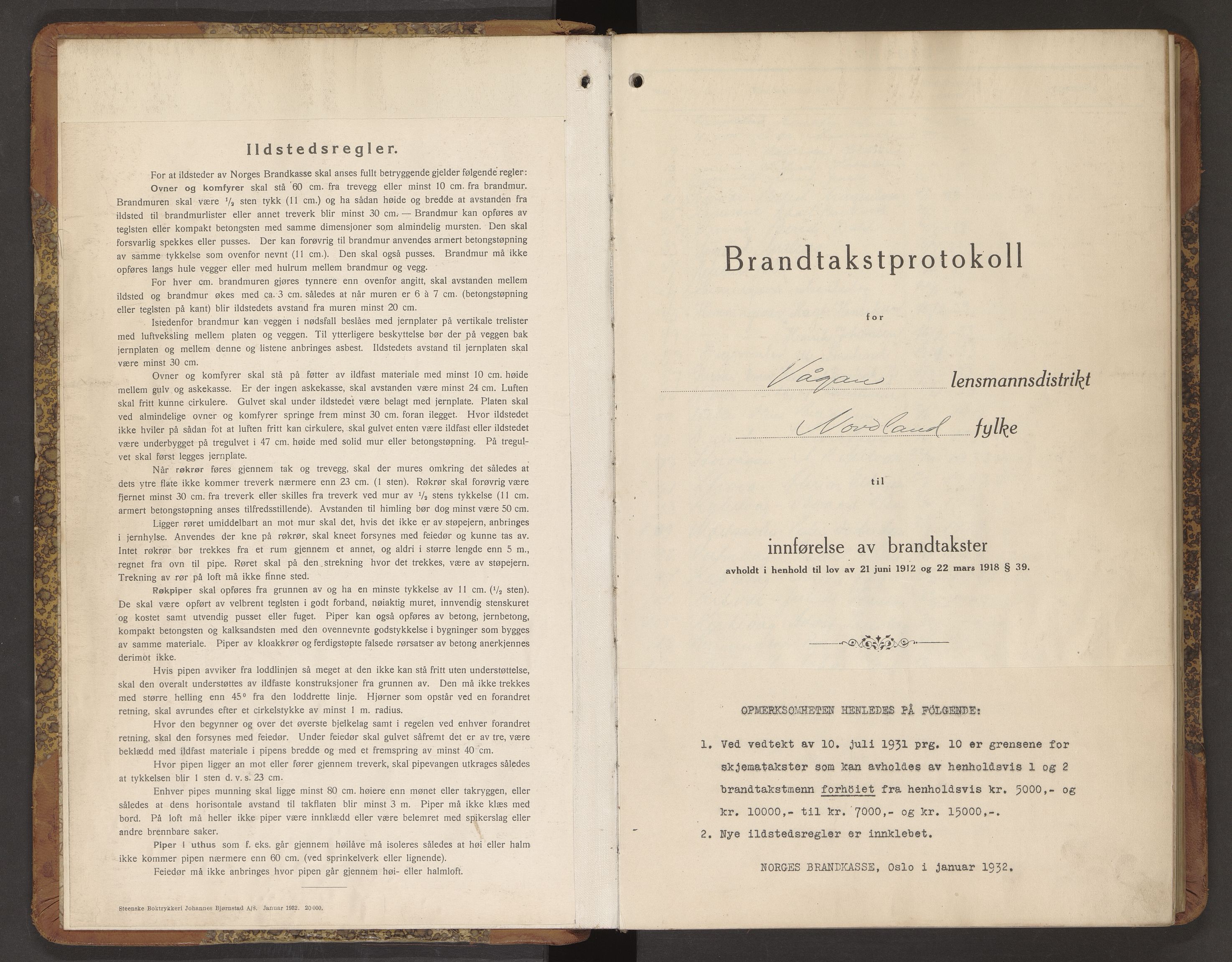 Norges Brannkasse Vågan, AV/SAT-A-5587/Fb/L0004: Branntakstprotokoll, 1932-1936