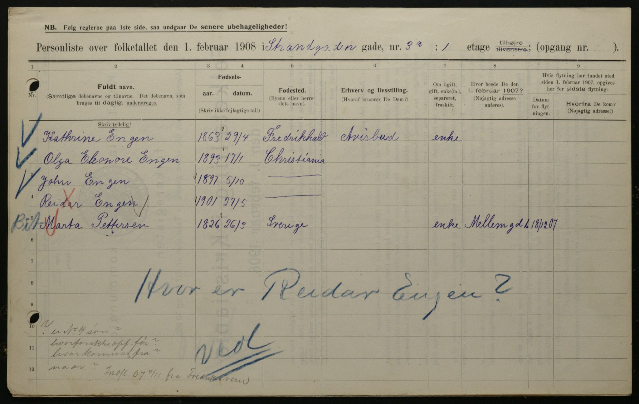 OBA, Municipal Census 1908 for Kristiania, 1908, p. 93246