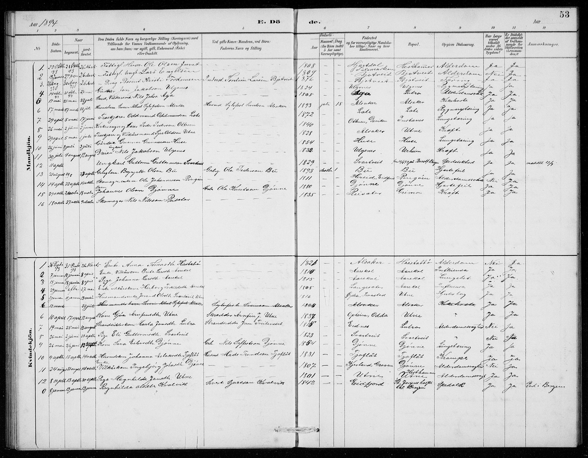 Ullensvang sokneprestembete, SAB/A-78701/H/Hab: Parish register (copy) no. E  9, 1886-1938, p. 53