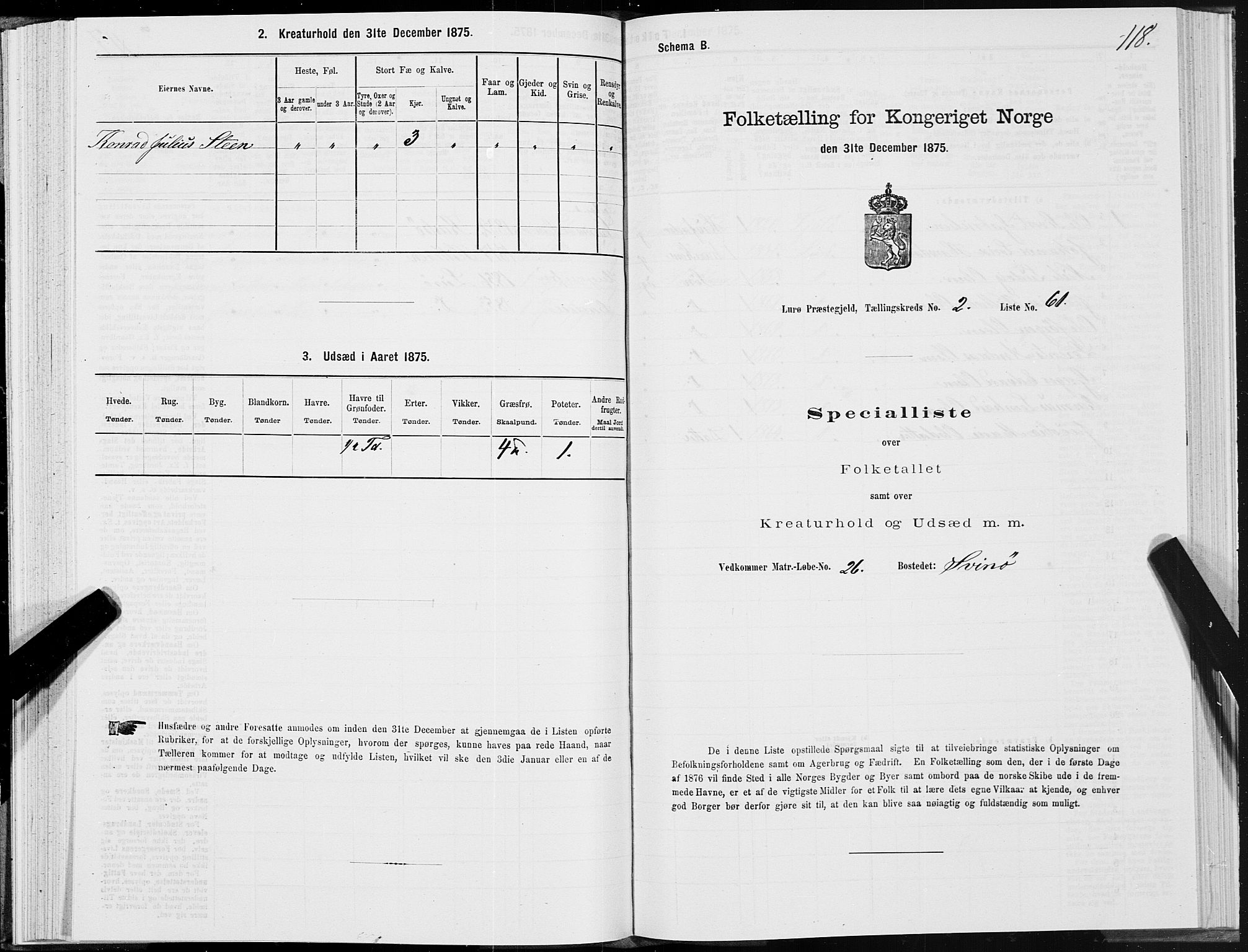 SAT, 1875 census for 1834P Lurøy, 1875, p. 2118