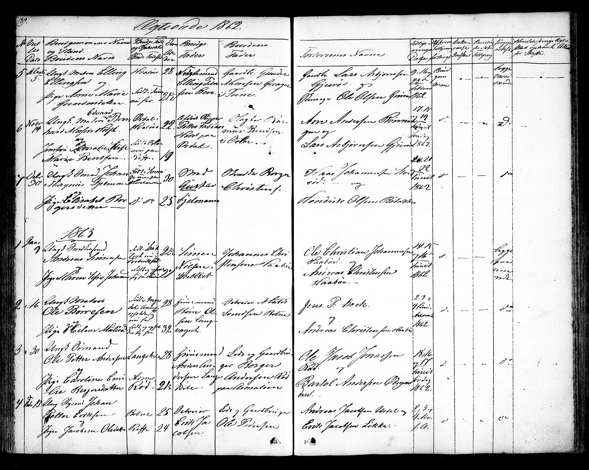 Hvaler prestekontor Kirkebøker, SAO/A-2001/F/Fa/L0006: Parish register (official) no. I 6, 1846-1863, p. 189
