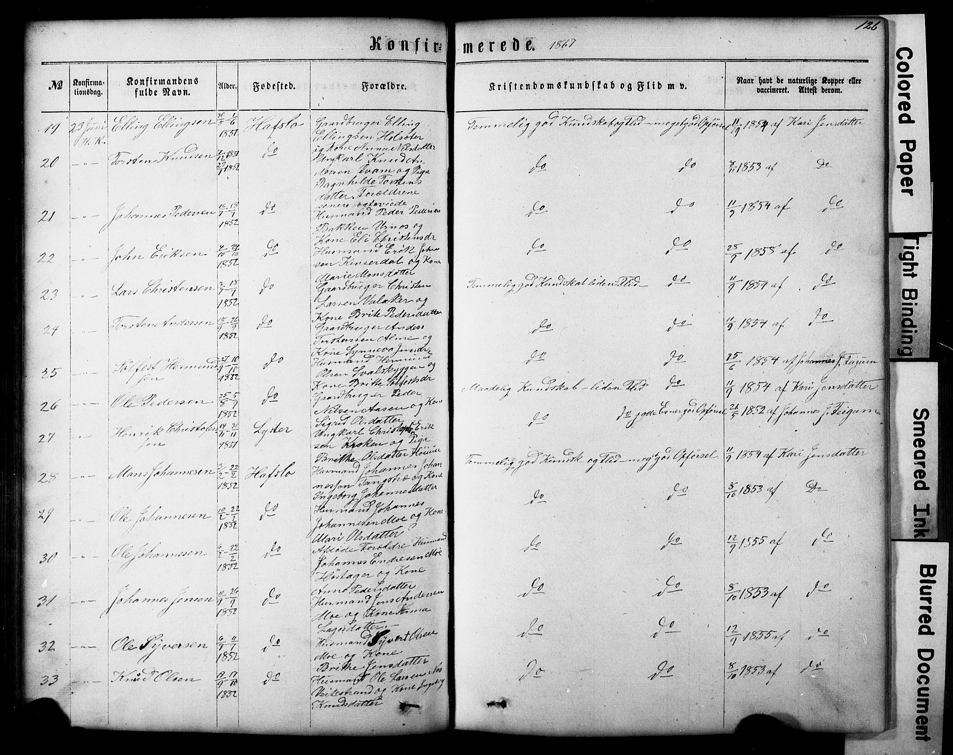 Hafslo sokneprestembete, AV/SAB-A-80301/H/Hab/Haba/L0001: Parish register (copy) no. A 1, 1866-1908, p. 126