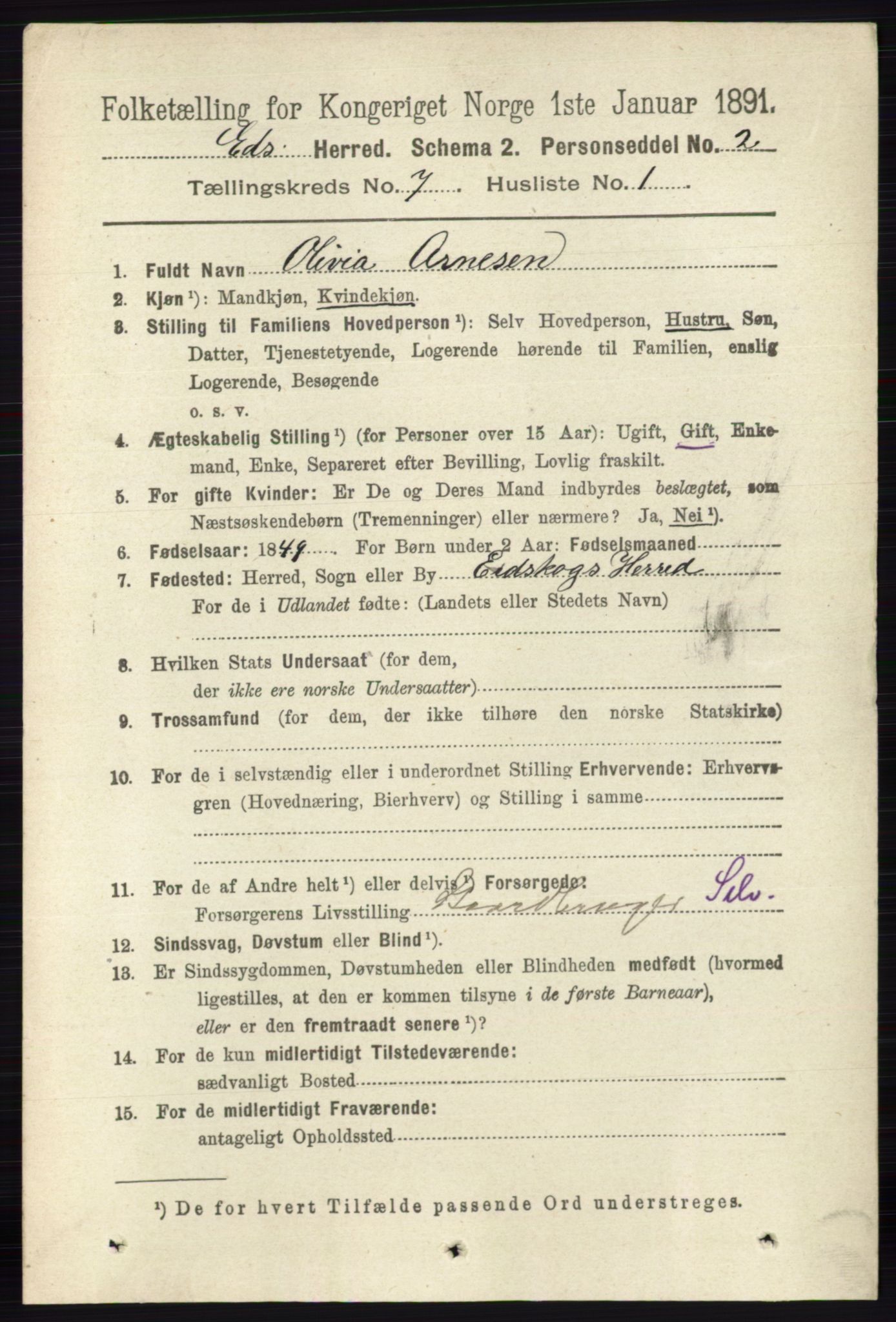 RA, 1891 census for 0420 Eidskog, 1891, p. 3677