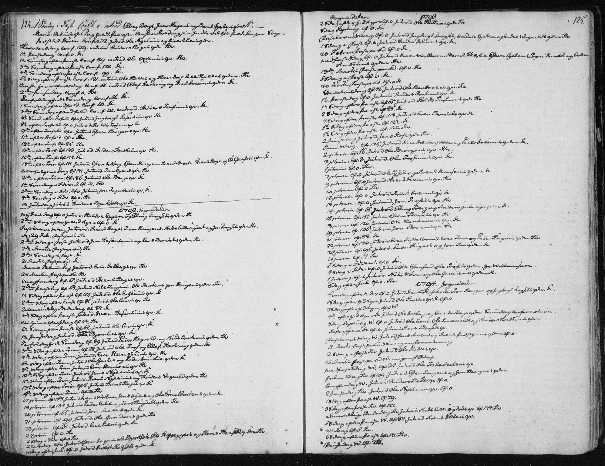 Ministerialprotokoller, klokkerbøker og fødselsregistre - Sør-Trøndelag, SAT/A-1456/687/L0994: Parish register (official) no. 687A03 /3, 1788-1815, p. 124-125