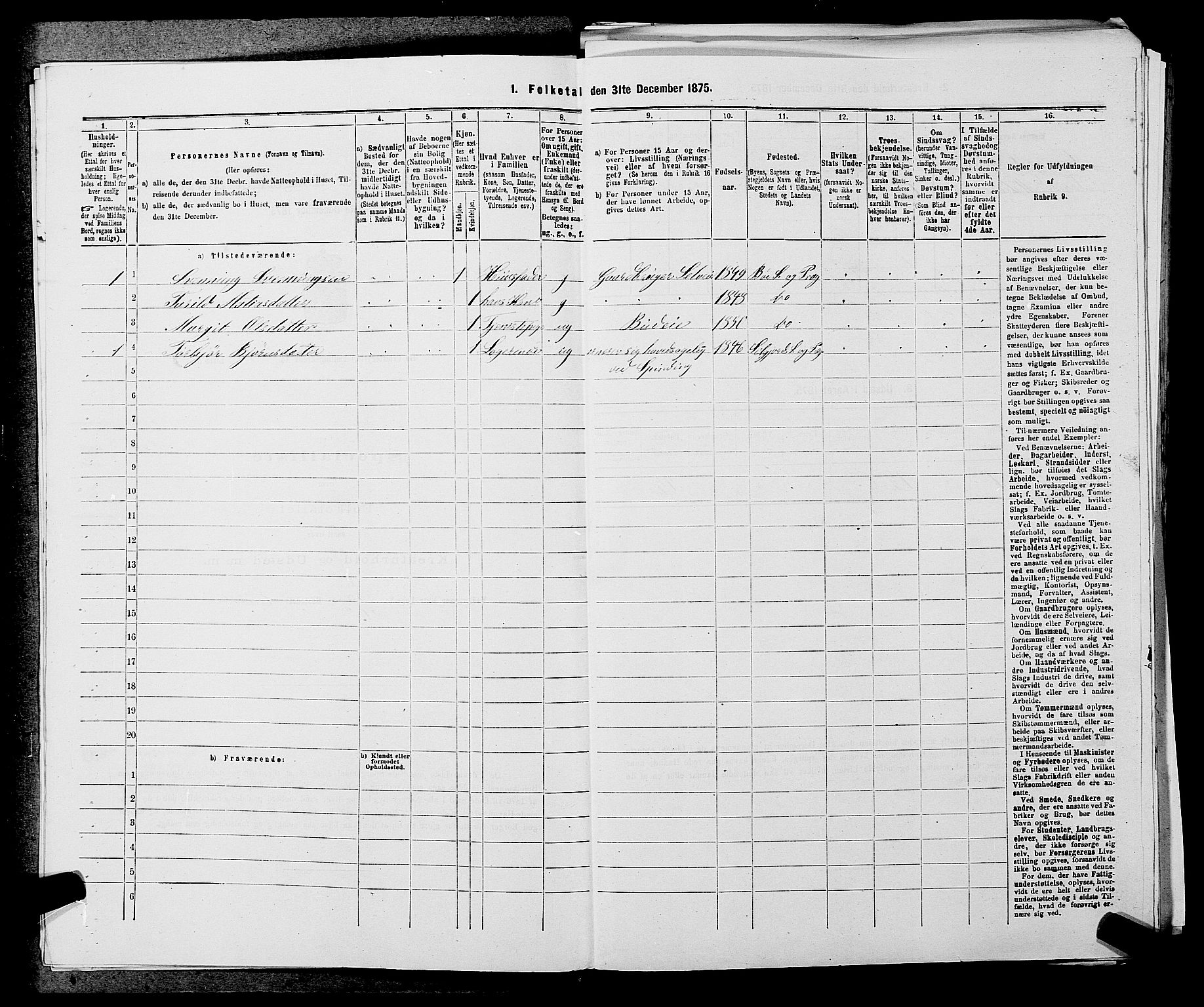 SAKO, 1875 census for 0821P Bø, 1875, p. 605