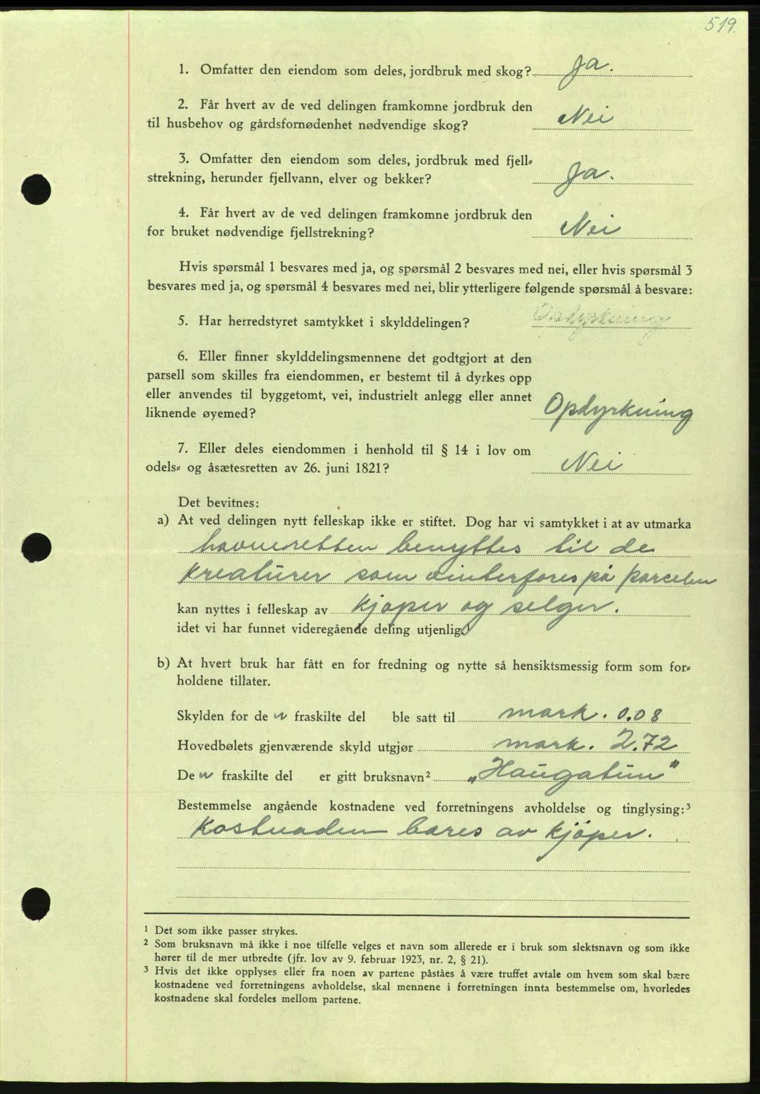 Nordmøre sorenskriveri, AV/SAT-A-4132/1/2/2Ca: Mortgage book no. A100a, 1945-1945, Diary no: : 1636/1945