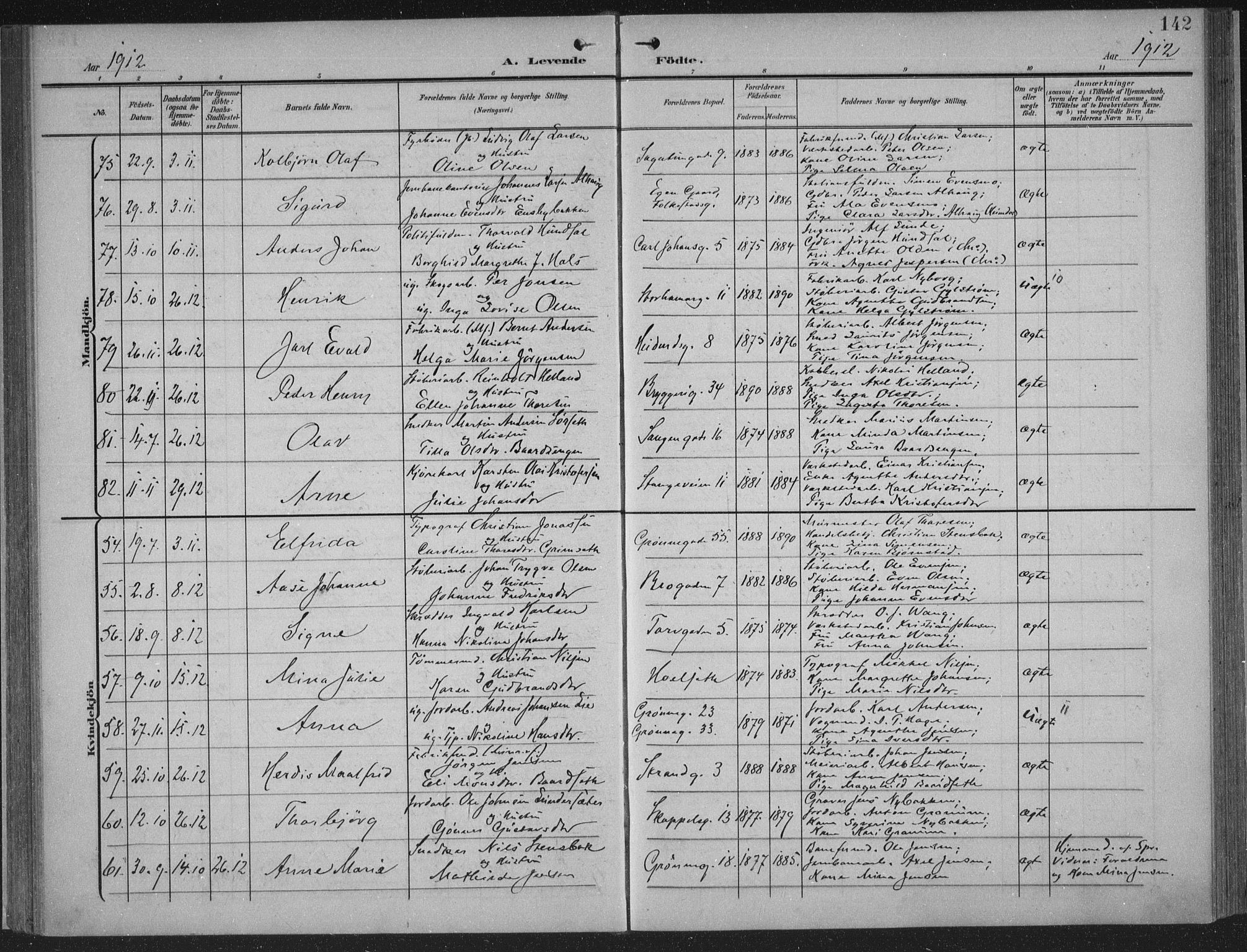 Hamar prestekontor, AV/SAH-DOMPH-002/H/Ha/Haa/L0001: Parish register (official) no. 1, 1900-1914, p. 142