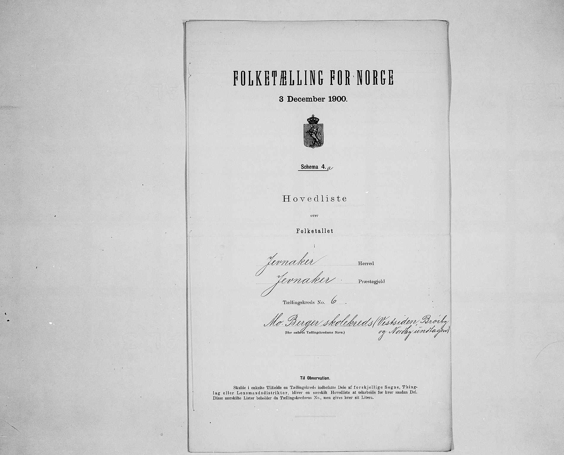 SAH, 1900 census for Jevnaker, 1900, p. 25