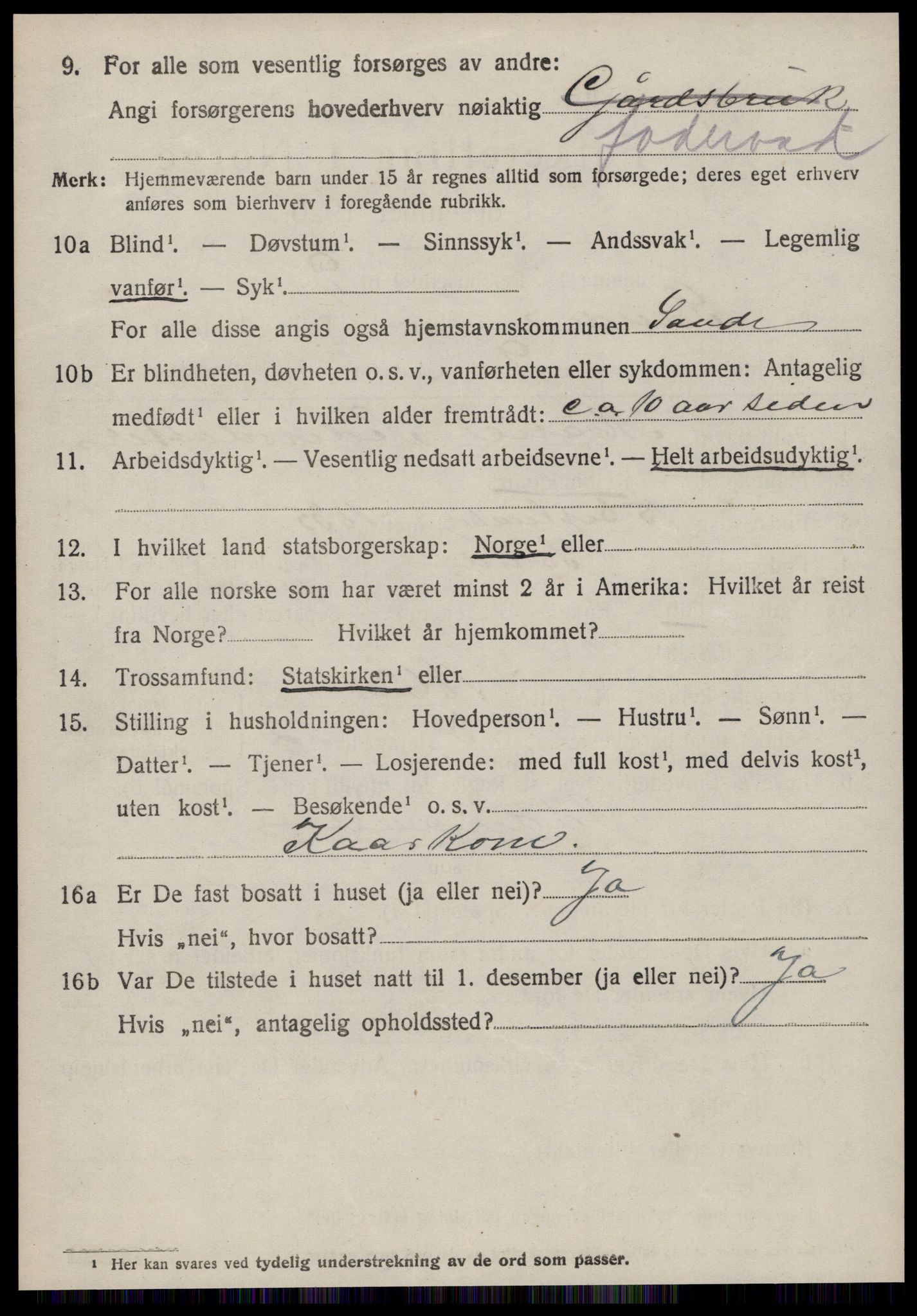 SAT, 1920 census for Sande (MR), 1920, p. 5239