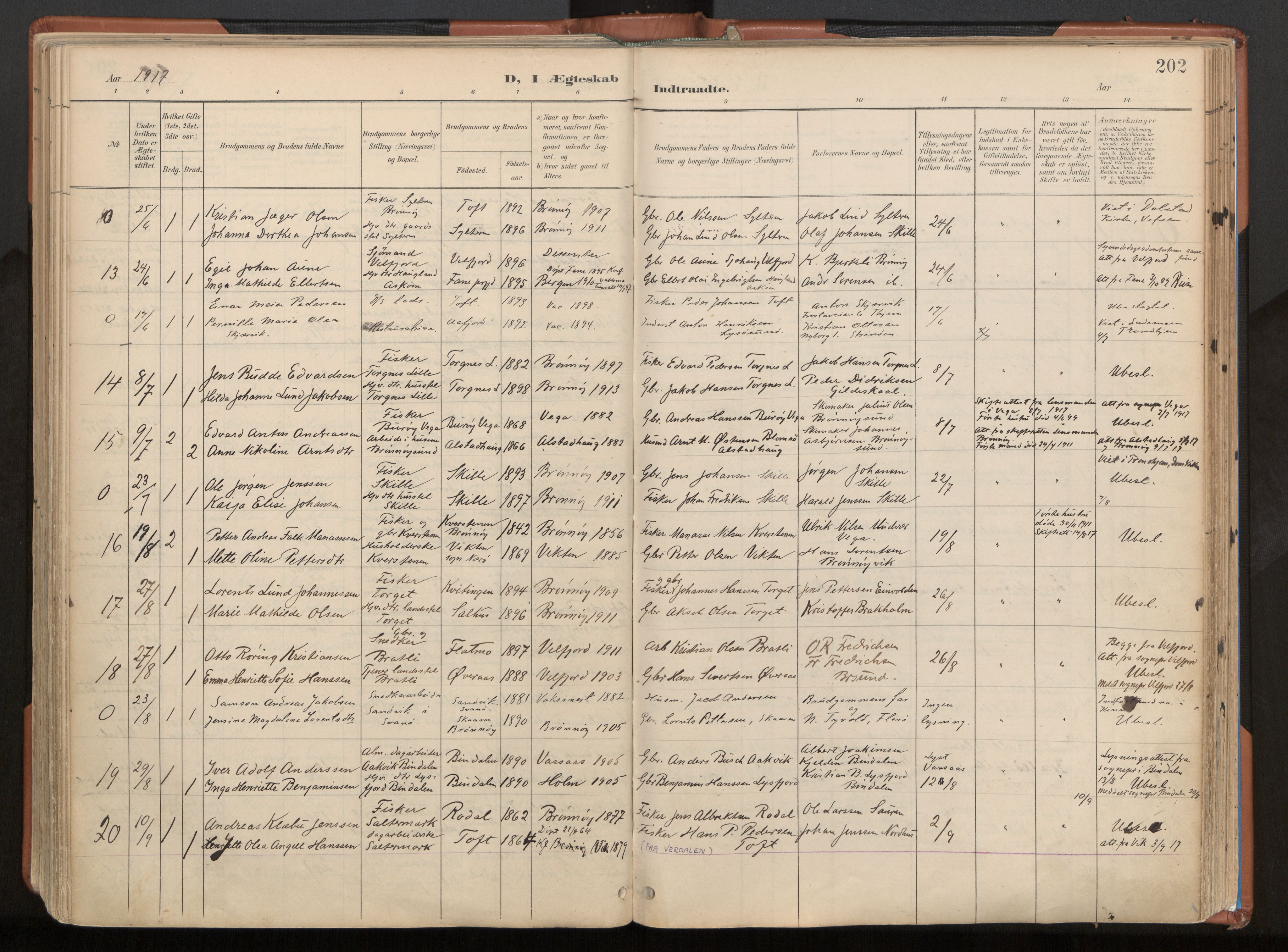 Ministerialprotokoller, klokkerbøker og fødselsregistre - Nordland, AV/SAT-A-1459/813/L0201: Parish register (official) no. 813A11, 1901-1918, p. 202