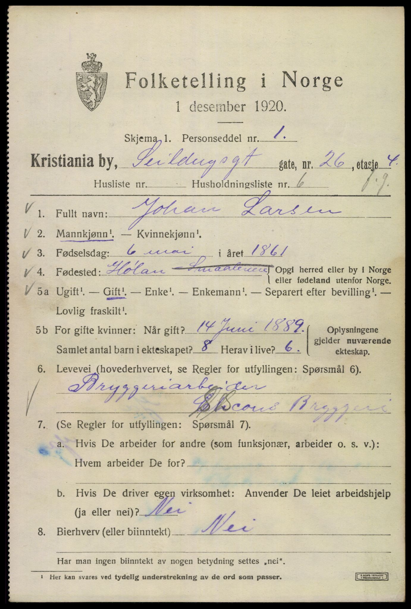 SAO, 1920 census for Kristiania, 1920, p. 508467